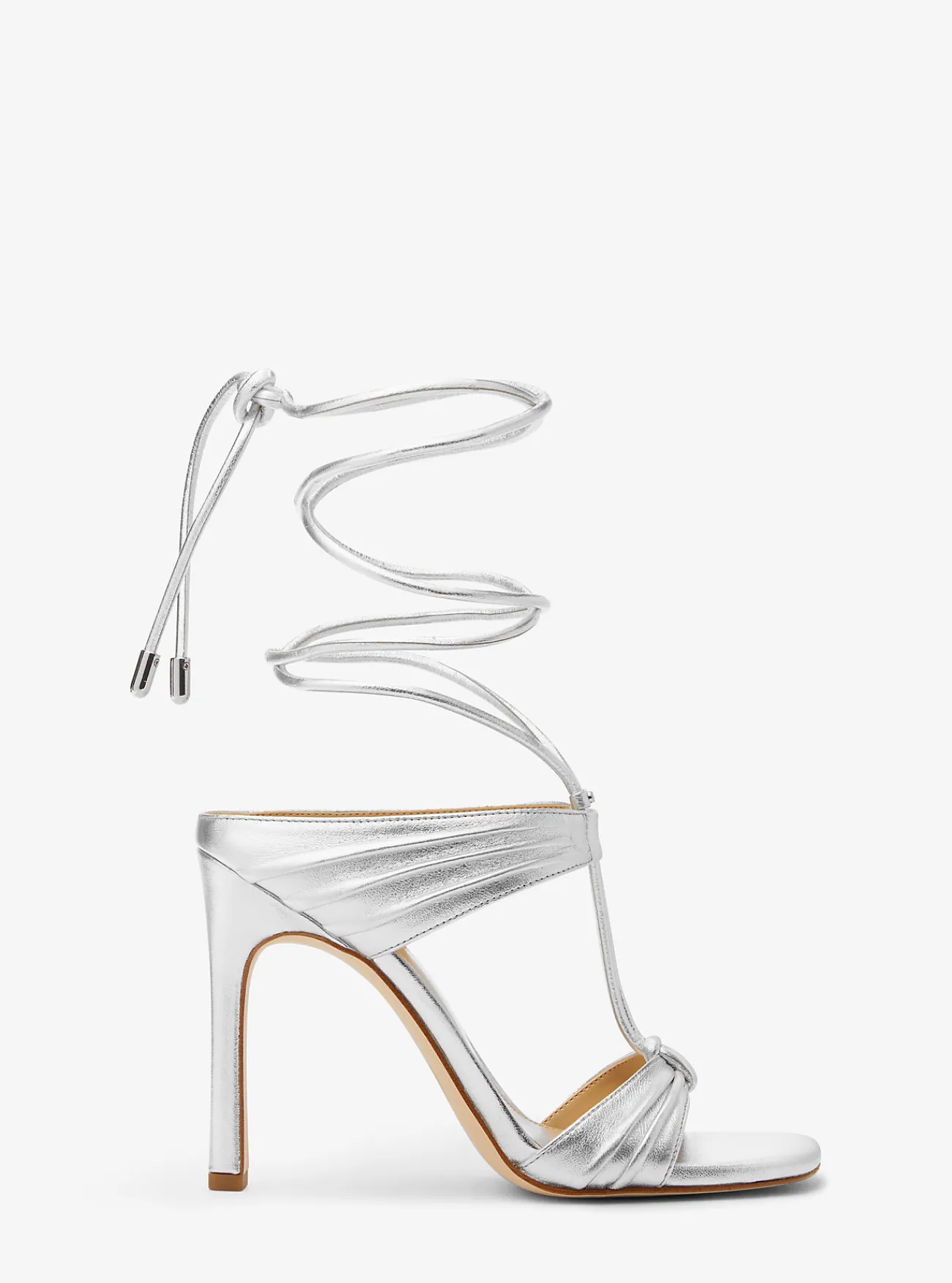 Michael Kors Sandaal Gabriella van metallic leer met vetersluiting ZILVER Fashion