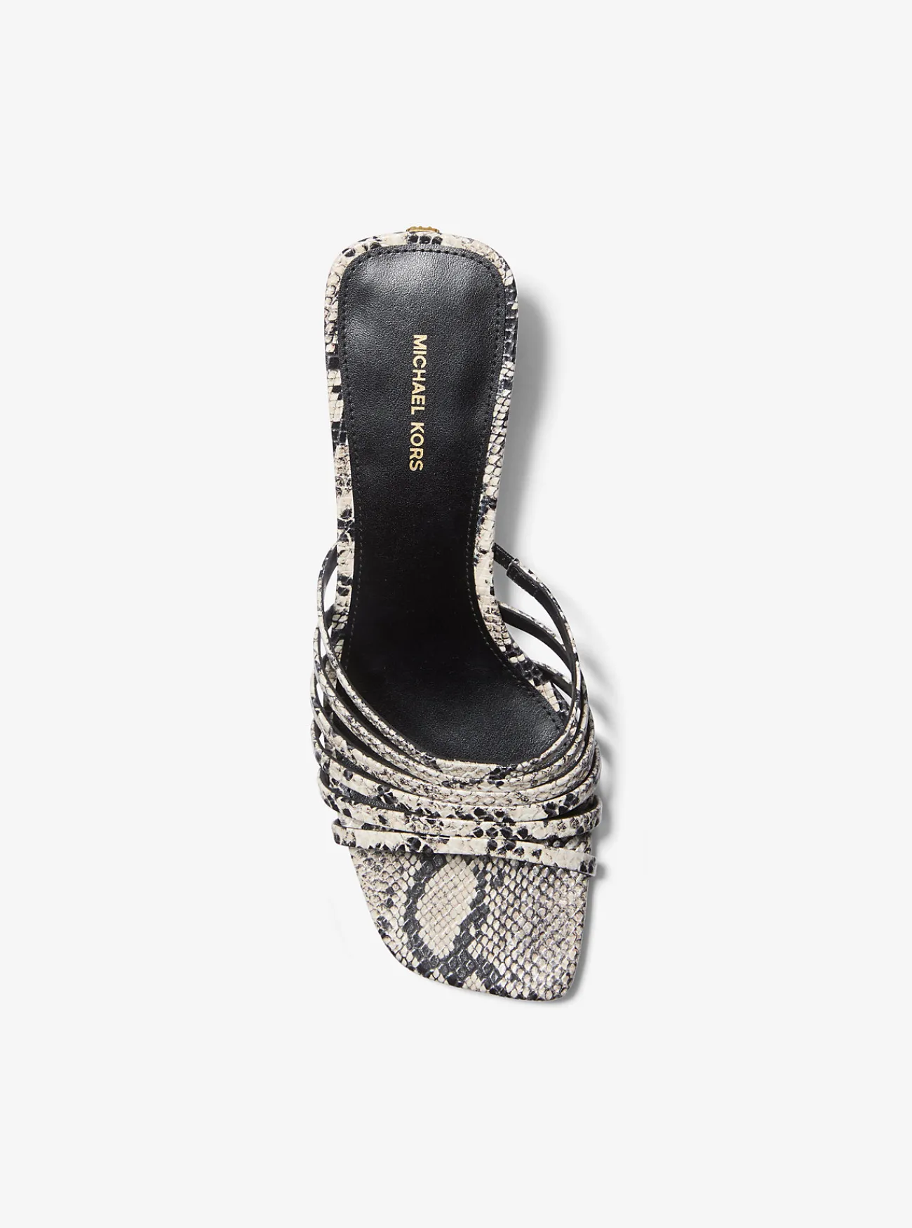 Michael Kors Sandaal Haisley van leer met slangenprint in reliëf en hakje NATUREL Fashion