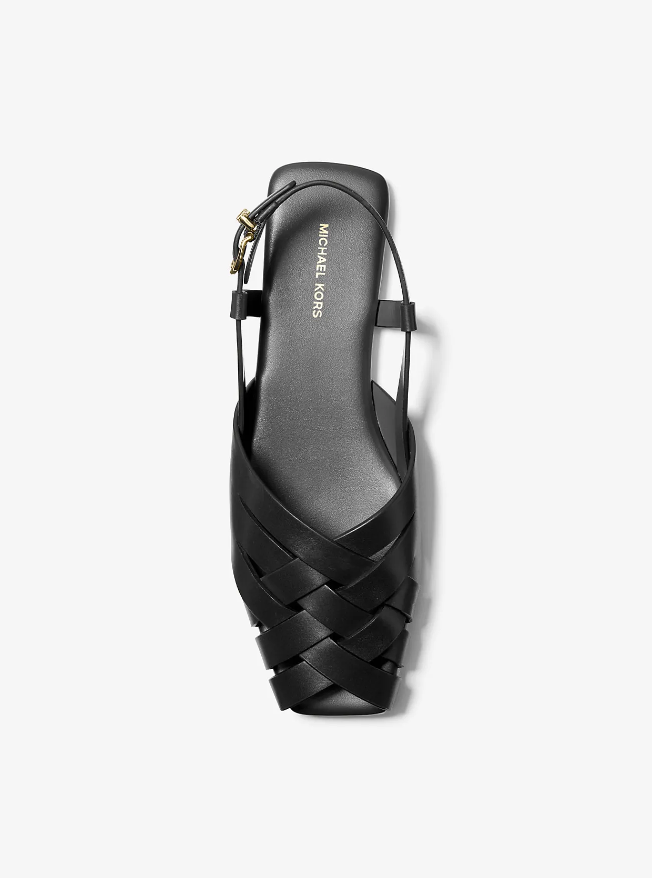 Michael Kors Sandaal Irene van geweven leer met slingback ZWART Discount