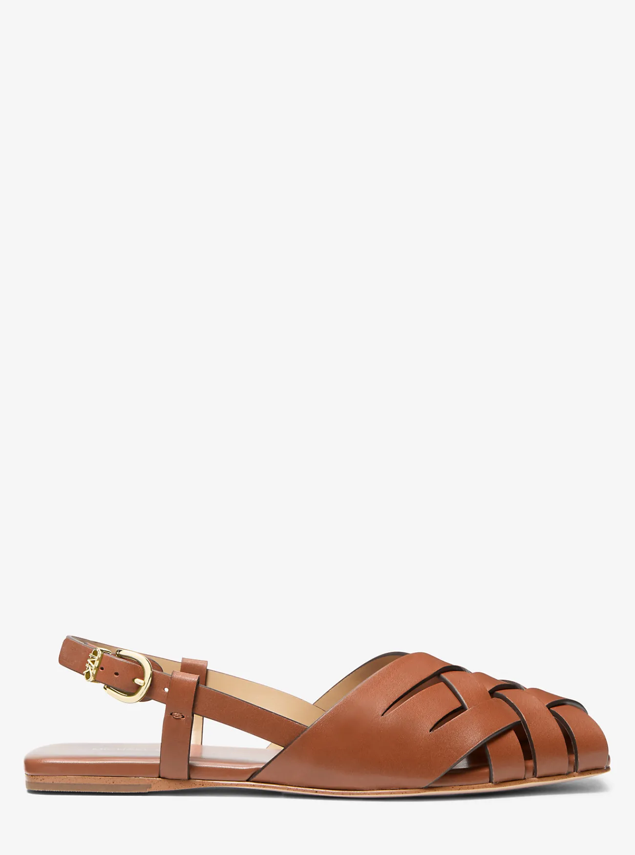 Michael Kors Sandaal Irene van geweven leer met slingback LUGGAGE Outlet