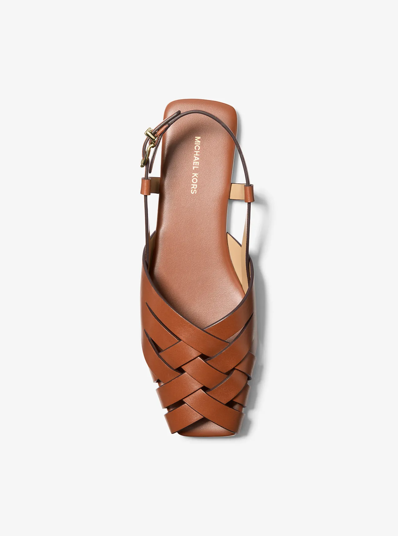 Michael Kors Sandaal Irene van geweven leer met slingback LUGGAGE Outlet