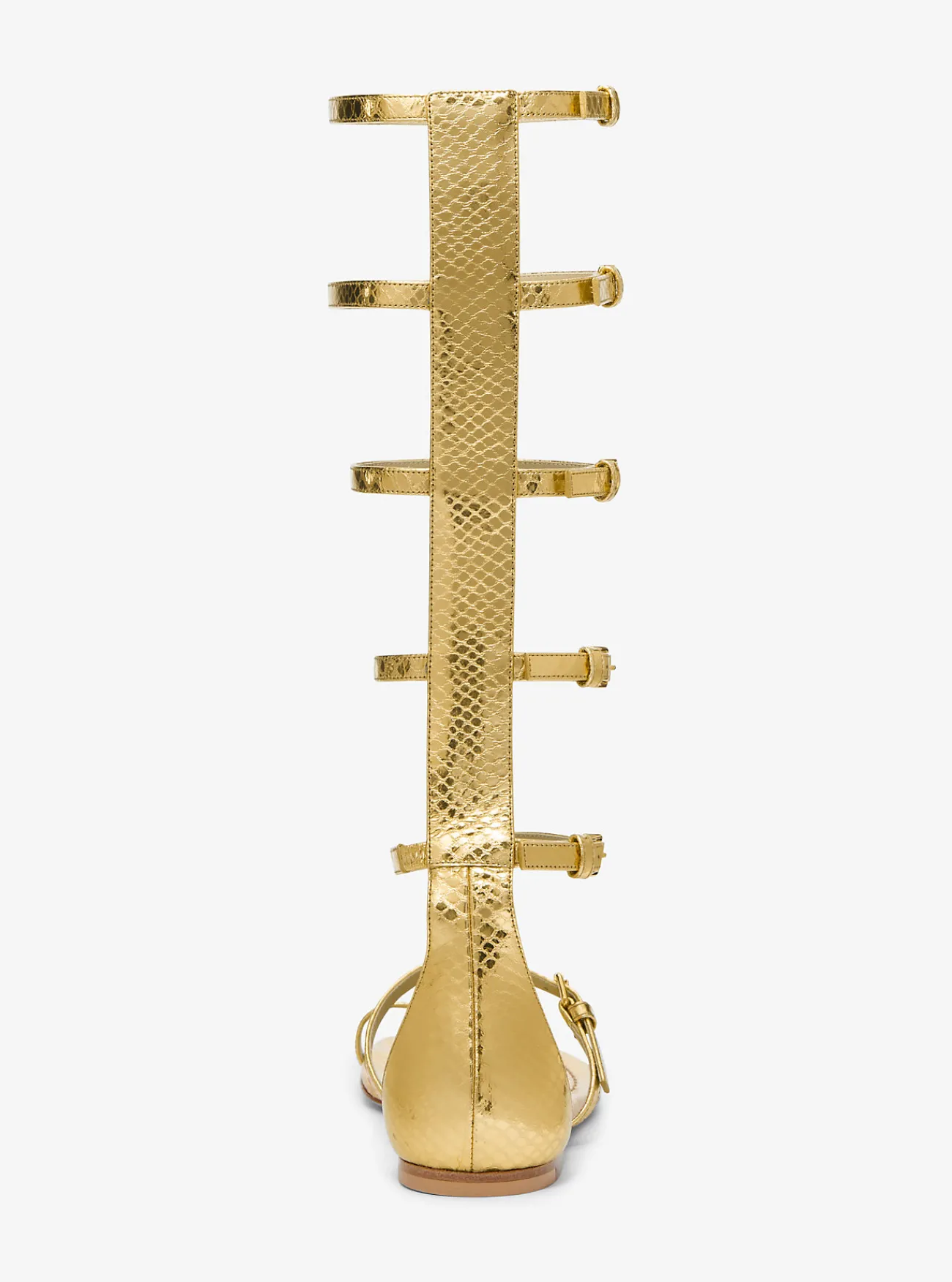 Michael Kors Sandaal Juliette van metallic reliëfleer met pythonprint GOUD Fashion