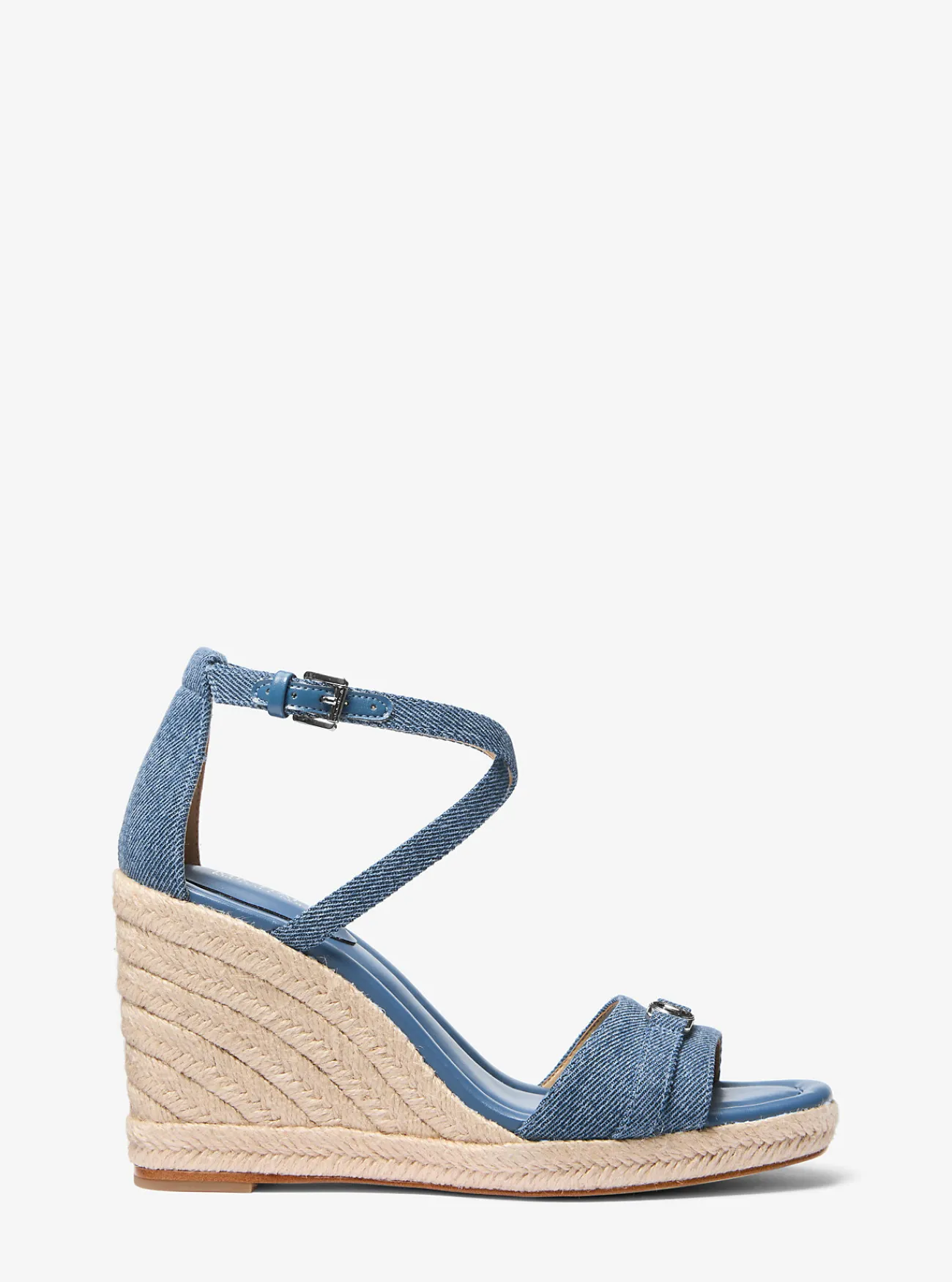 Michael Kors Sandaal Mandy van denim met sleehak UNIONMETWASSING Discount