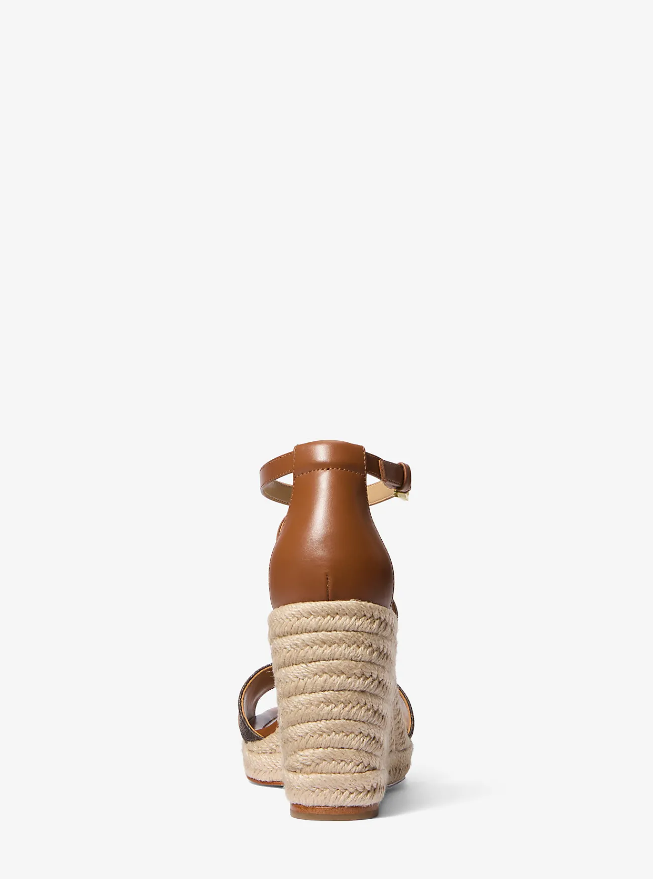 Michael Kors Sandaal Mandy van leer met kenmerkend logo en sleehak Clearance