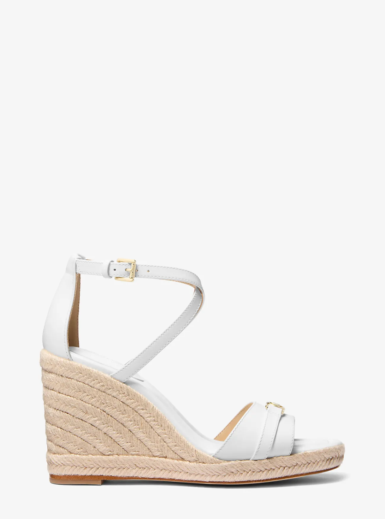 Michael Kors Sandaal Mandy van leer met sleehak OPTISCHWIT Outlet