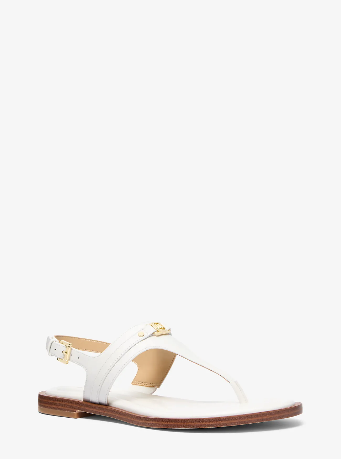 Michael Kors Sandaal Mandy van leer met T-bandje OPTISCHWIT New