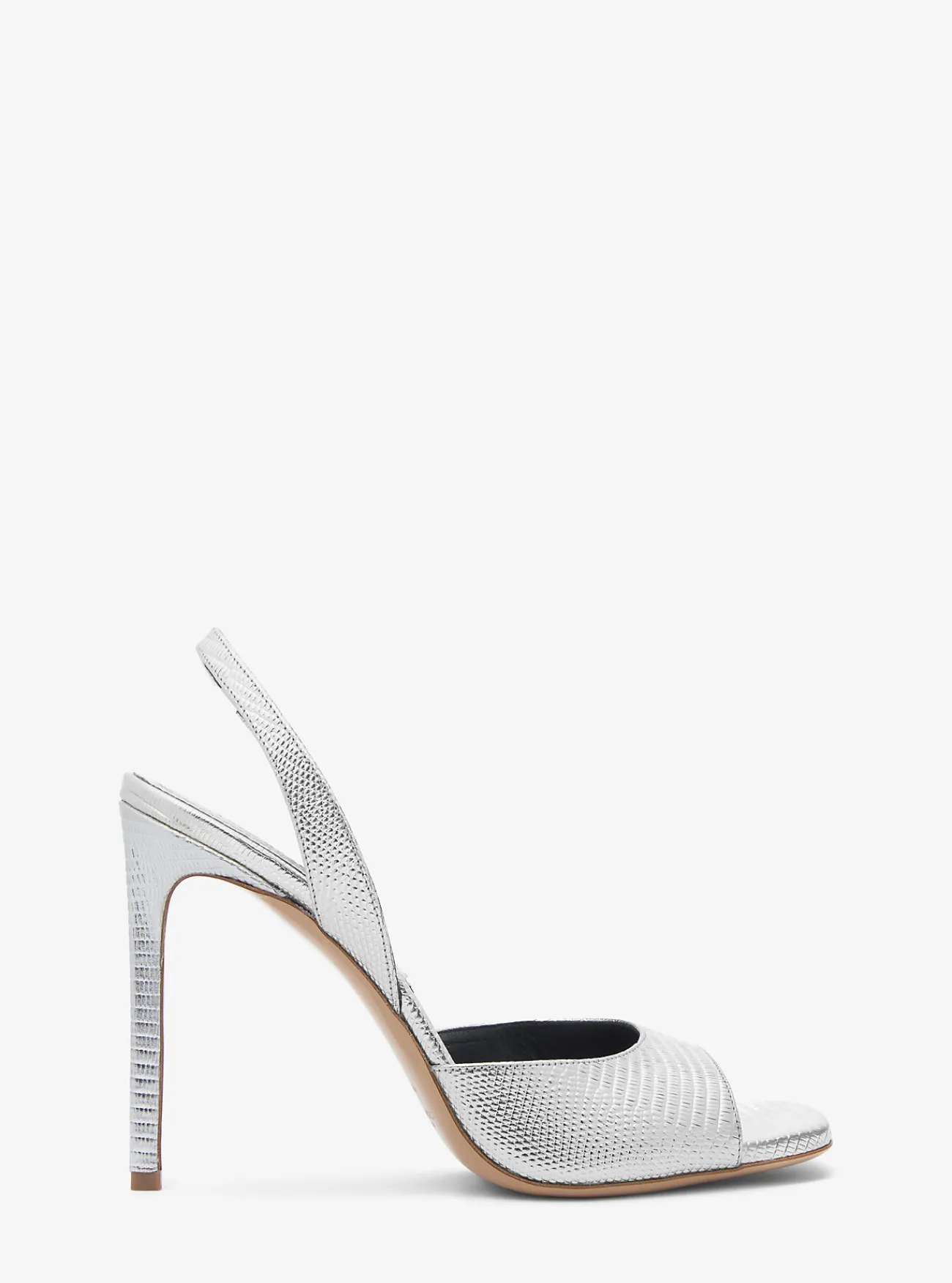 Michael Kors Sandaal Marisa van metallic leer met hagedissenprint in reli&euml;f ZILVER Online