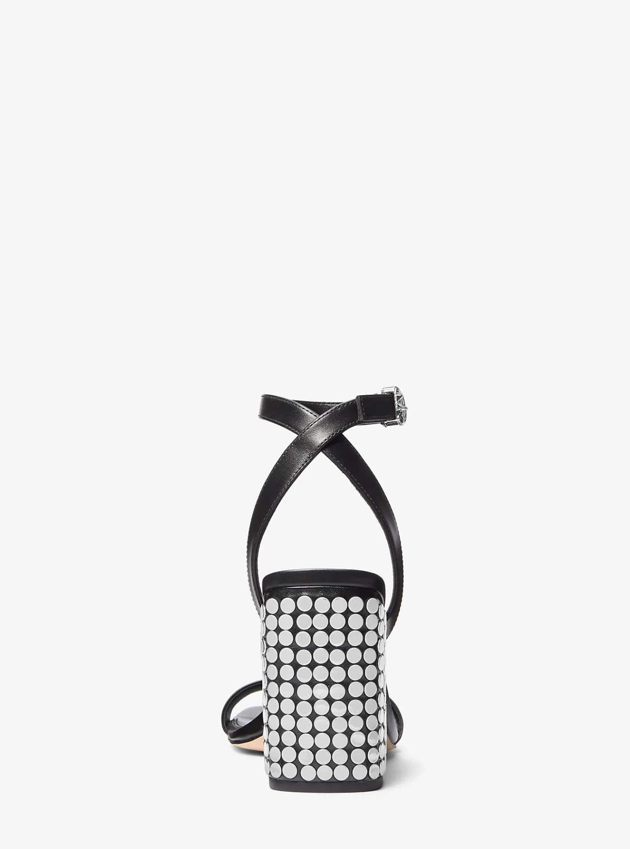 Michael Kors Sandaal Merriam van leer met studs en blokhak ZWART Online