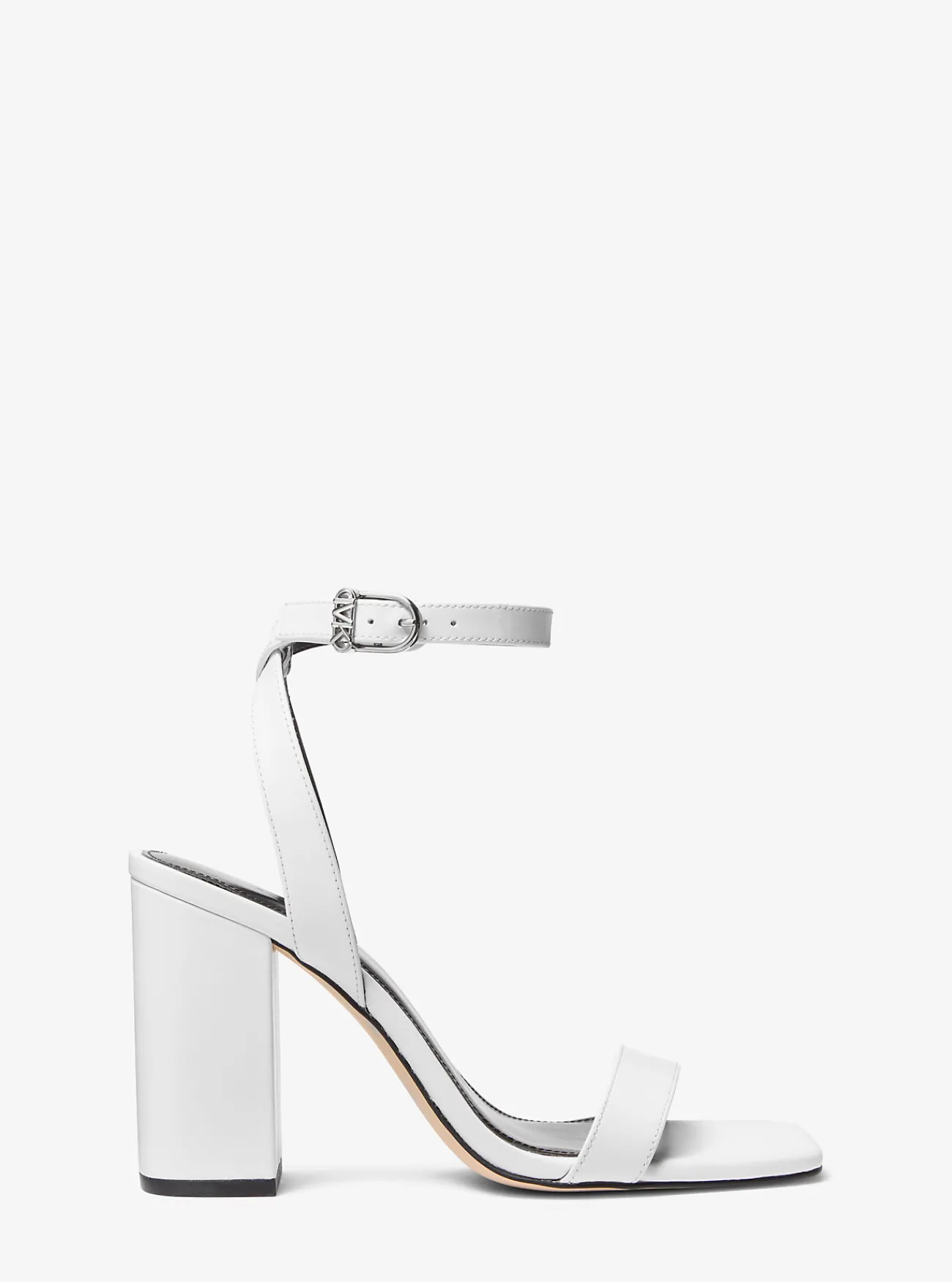 Michael Kors Sandaal Merriam van leer met blokhak OPTISCHWIT Fashion