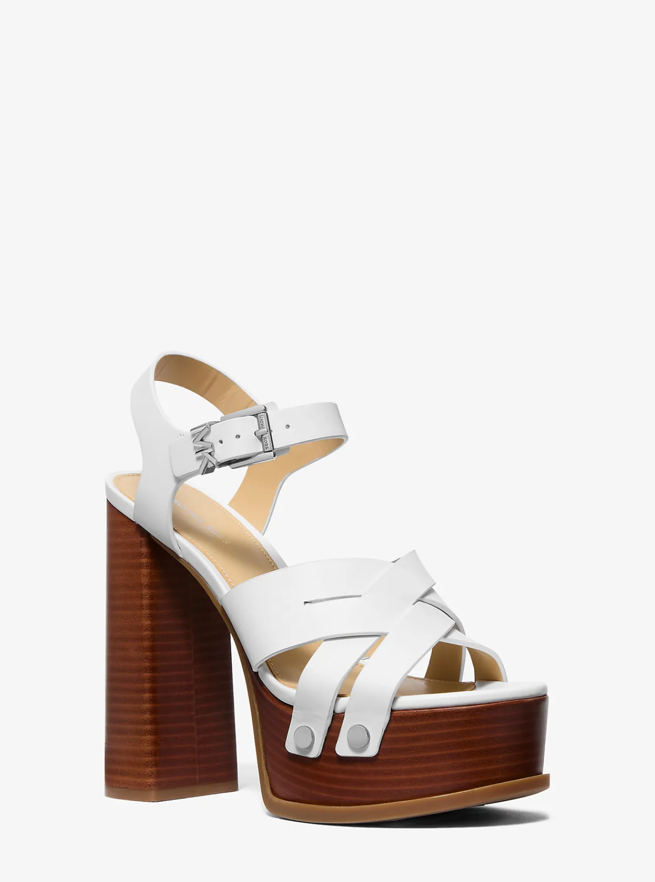 Michael Kors Sandaal Nora van leer met plateauzool OPTISCHWIT Fashion