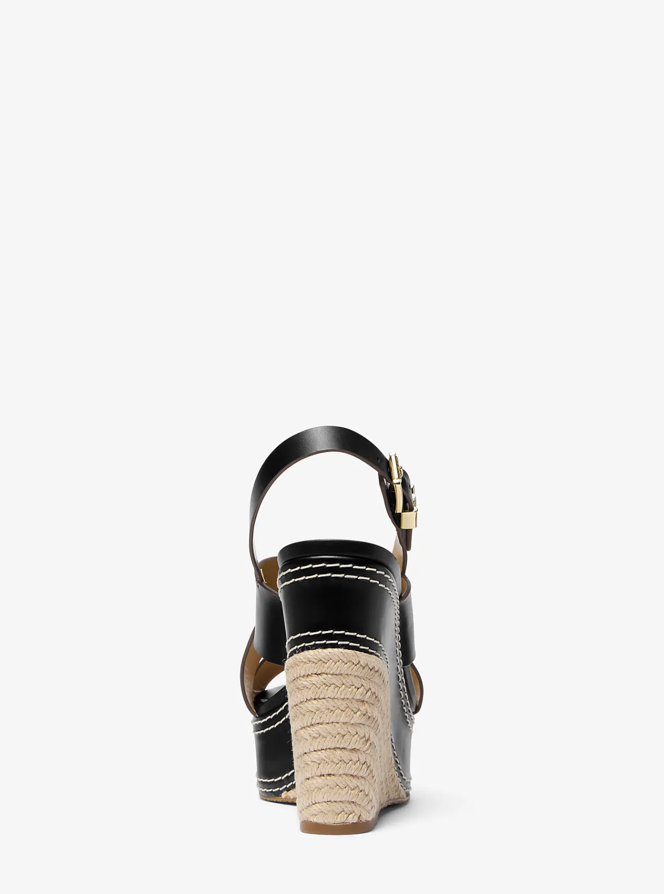 Michael Kors Sandaal Nora van leer met sleehak ZWART Fashion