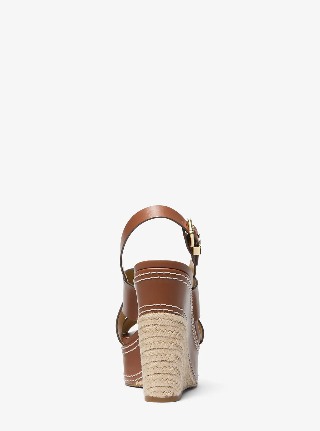 Michael Kors Sandaal Nora van leer met sleehak LUGGAGE Clearance