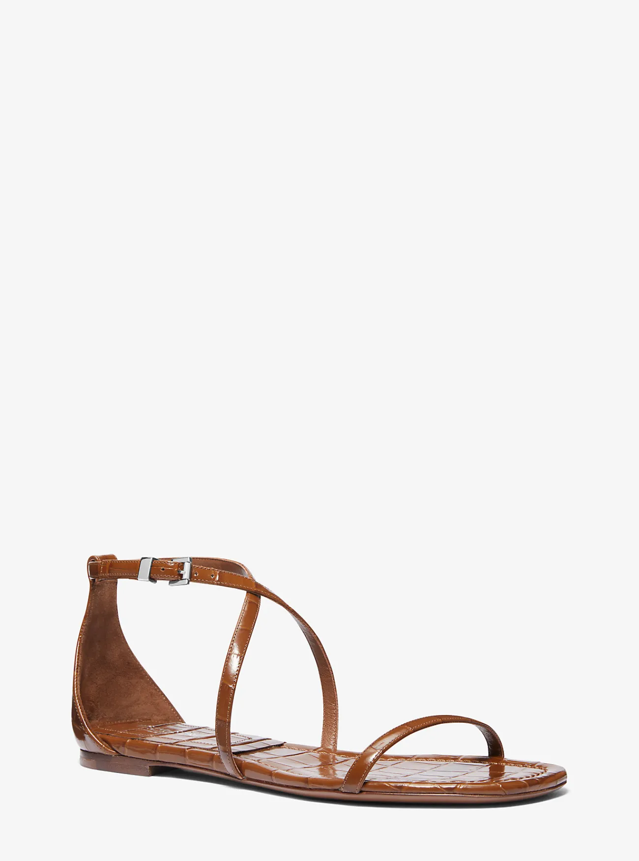 Michael Kors Sandaal Polly van leer met krokodillenprint in reli&euml;f KASTANJE Discount