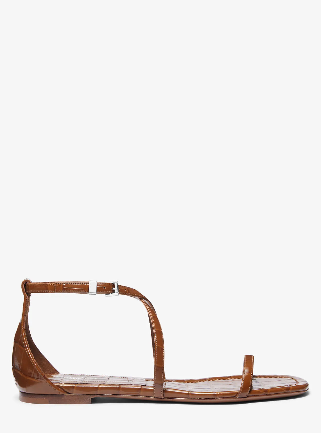 Michael Kors Sandaal Polly van leer met krokodillenprint in reli&euml;f KASTANJE Discount