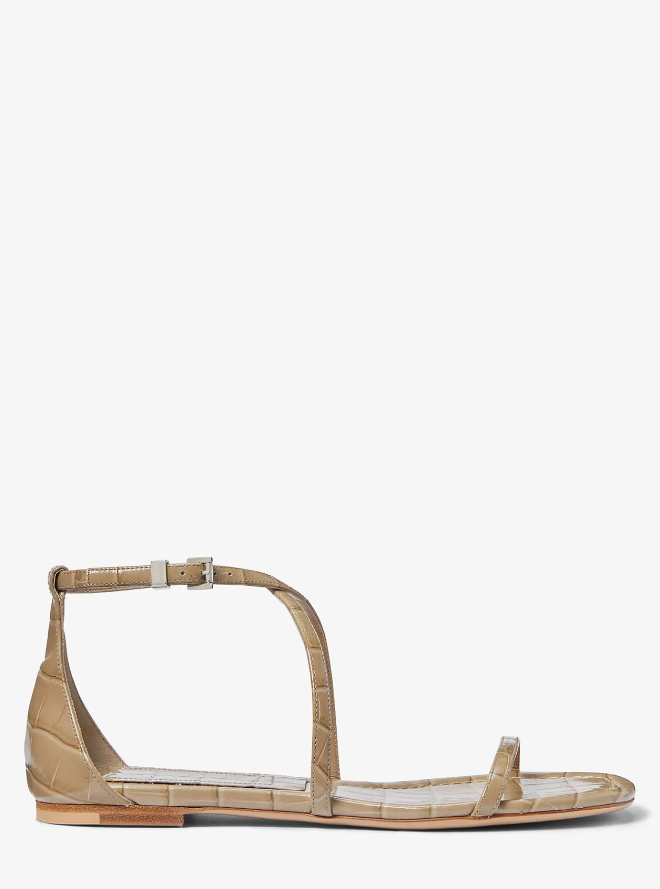 Michael Kors Sandaal Polly van leer met krokodillenprint in reli&euml;f ZAND New