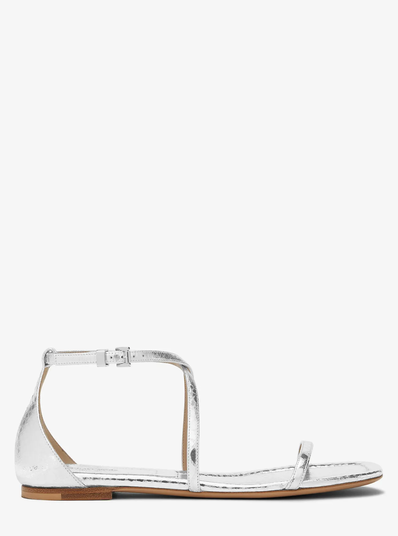 Michael Kors Sandaal Polly van metallic leer met slangenprint in reli&euml;f ZILVER Fashion