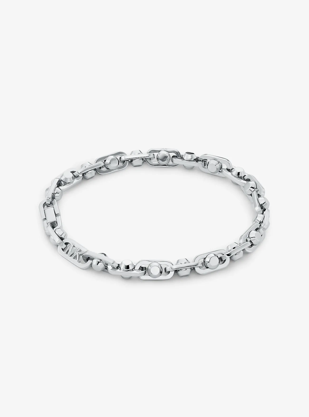 Michael Kors Schakelarmband Astor van messing met een plating met edelmetaal, groot ZILVER Discount