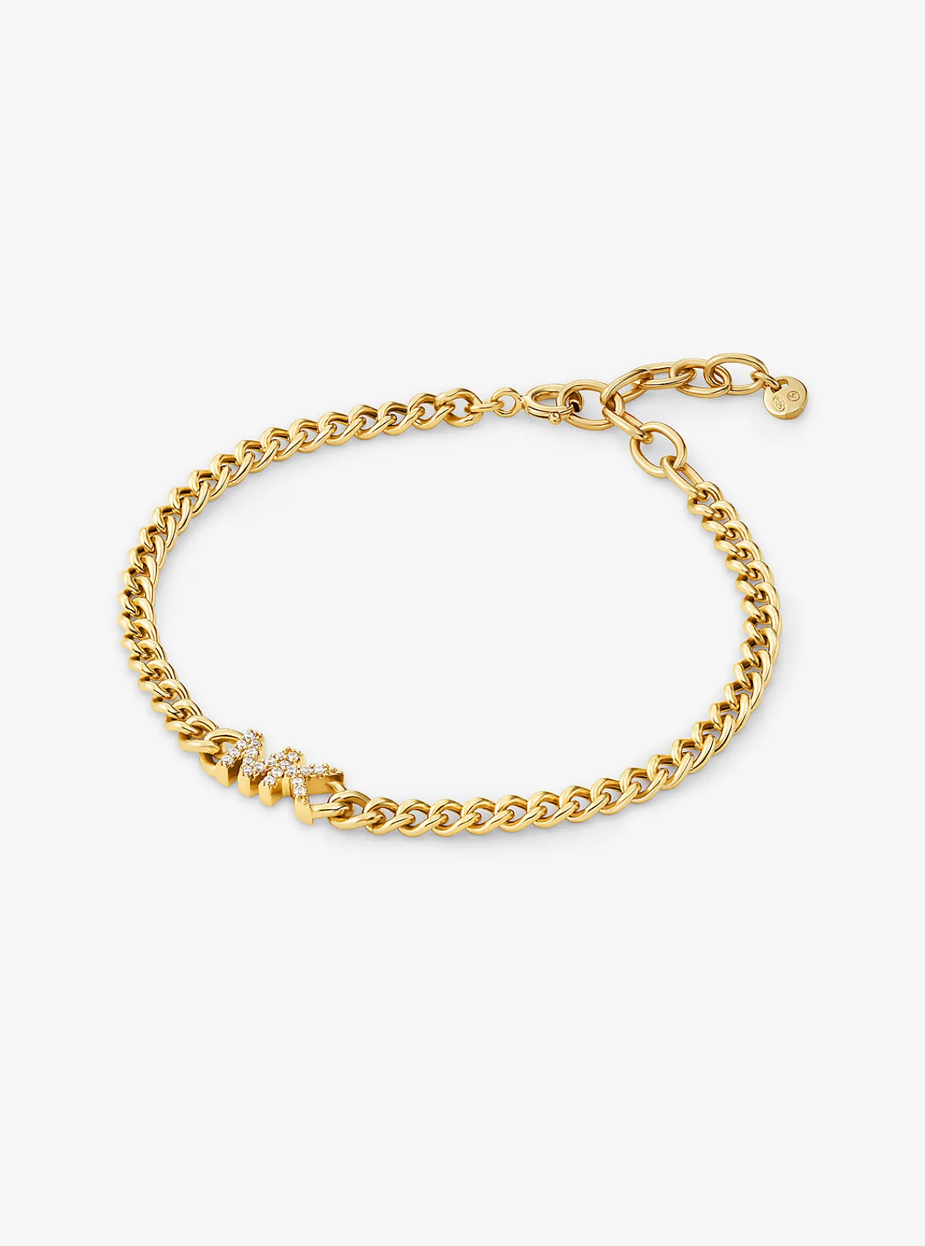 Michael Kors Schakelarmband van sterling zilver met platering met edelmetaal, steentjes en logo New