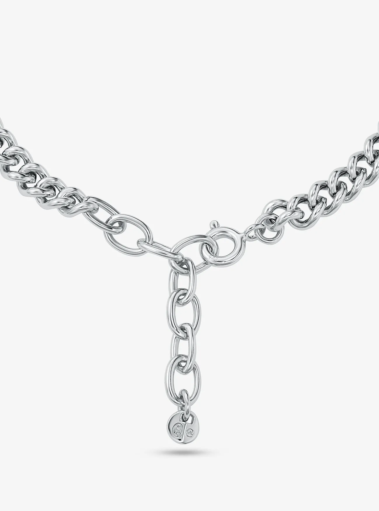 Michael Kors Schakelarmband van sterling met platering met edelmetaal, steentjes en logo ZILVER Clearance