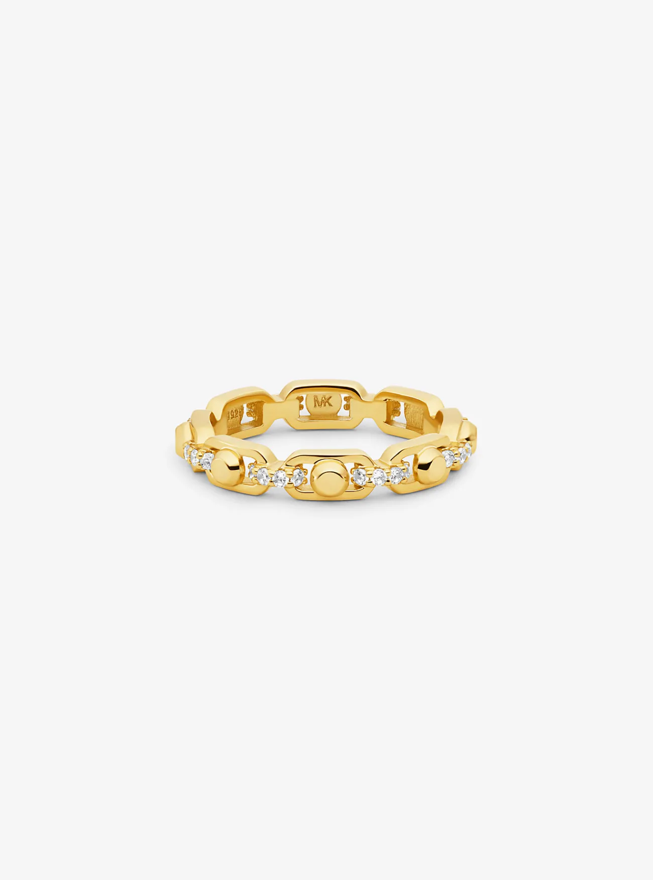 Michael Kors Schakelring Astor van sterlingzilver met plating met edelmetaal en siersteentjes, klein GOUD Outlet