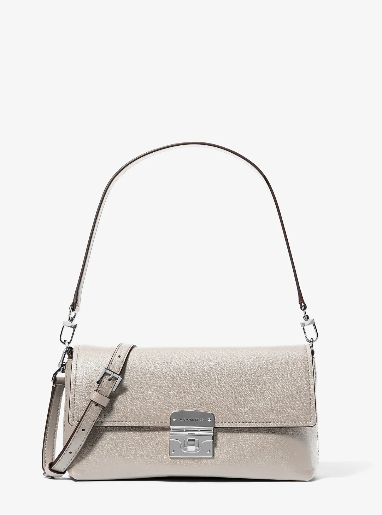 Michael Kors Schoudertas Addie van leer, aanpasbaar en middelgroot LICHTZAND New