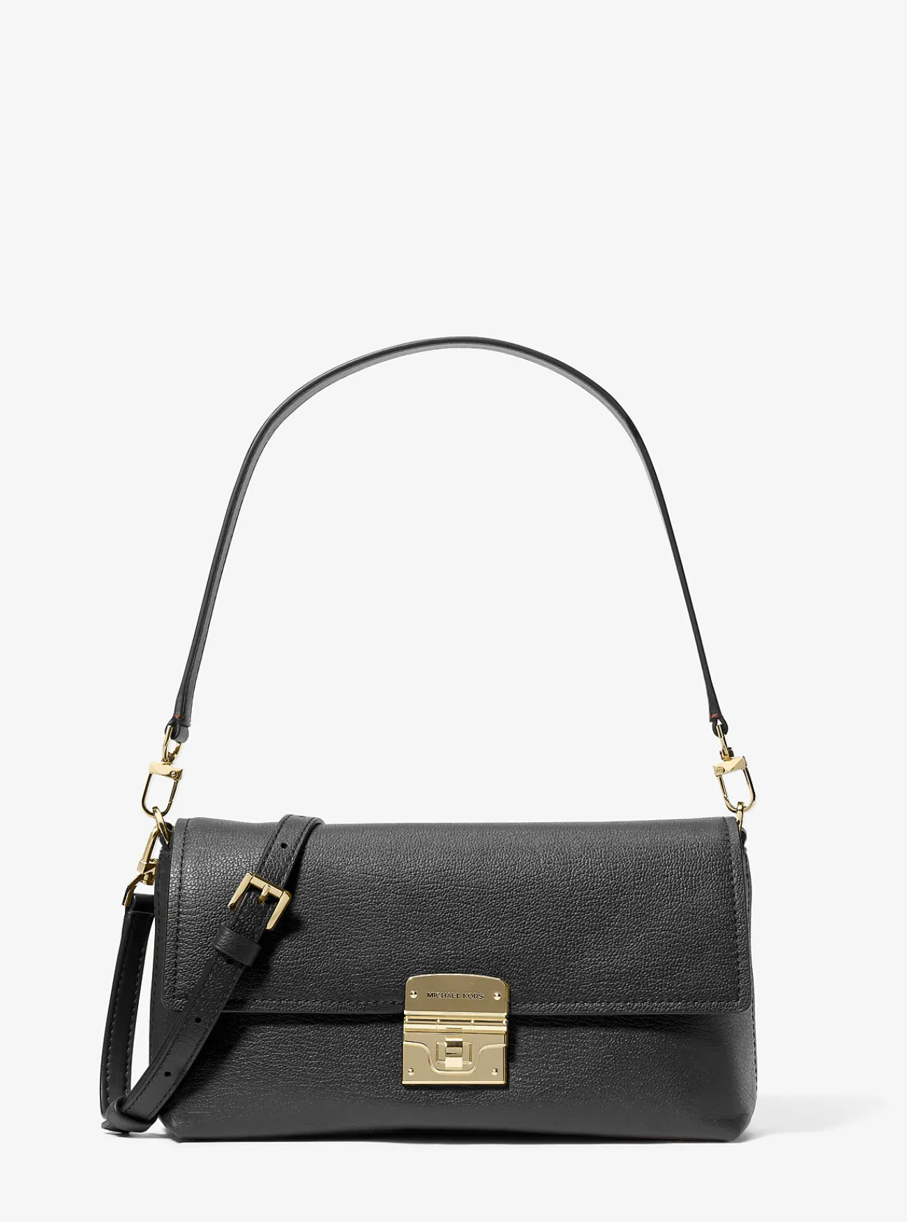 Michael Kors Schoudertas Addie van leer, aanpasbaar en middelgroot ZWART Online