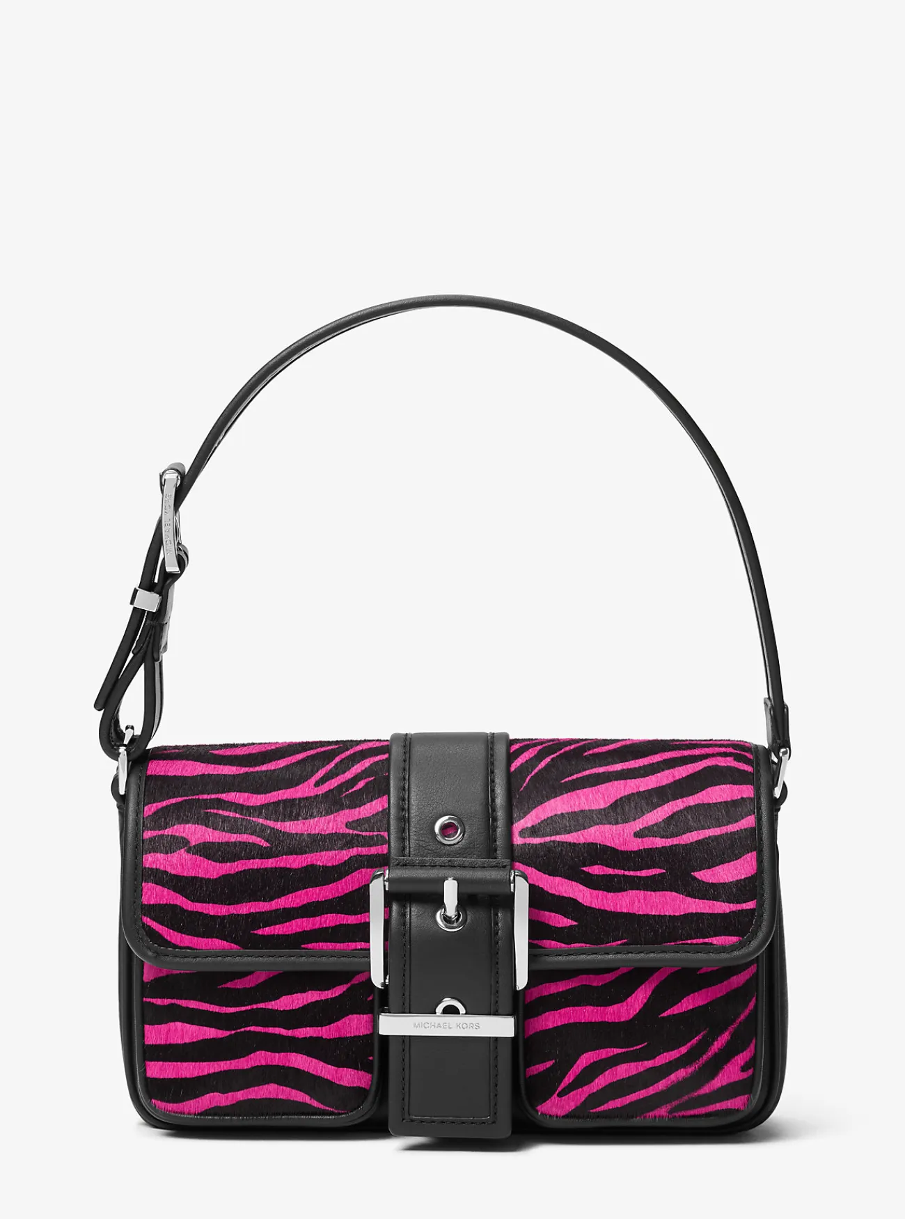 Michael Kors Schoudertas Colby van kalfshaar met zebraprint, middelgroot KERSENROODMULTI Fashion