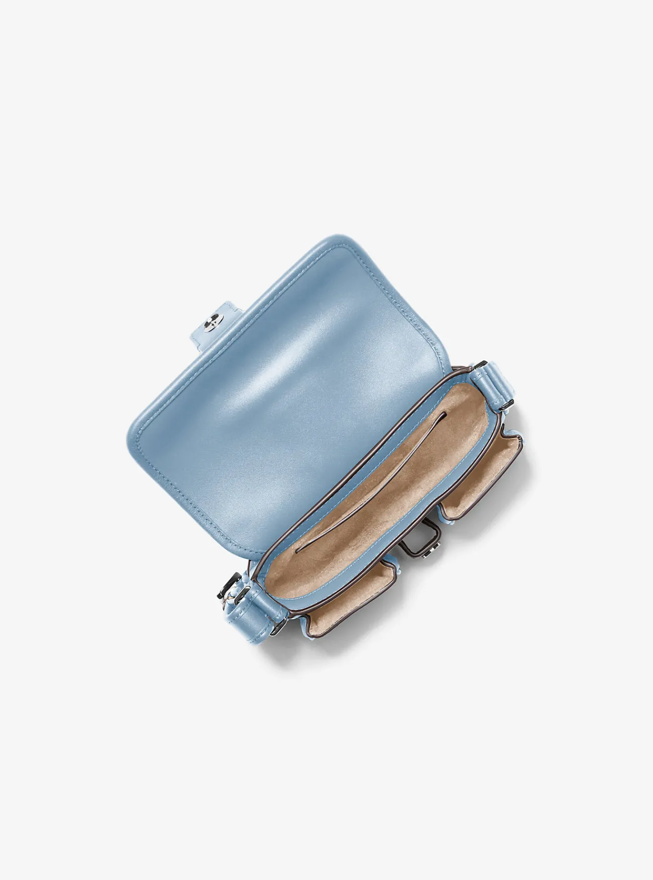 Michael Kors Schoudertas Colby van leer, extra klein CHAMBRAY Outlet