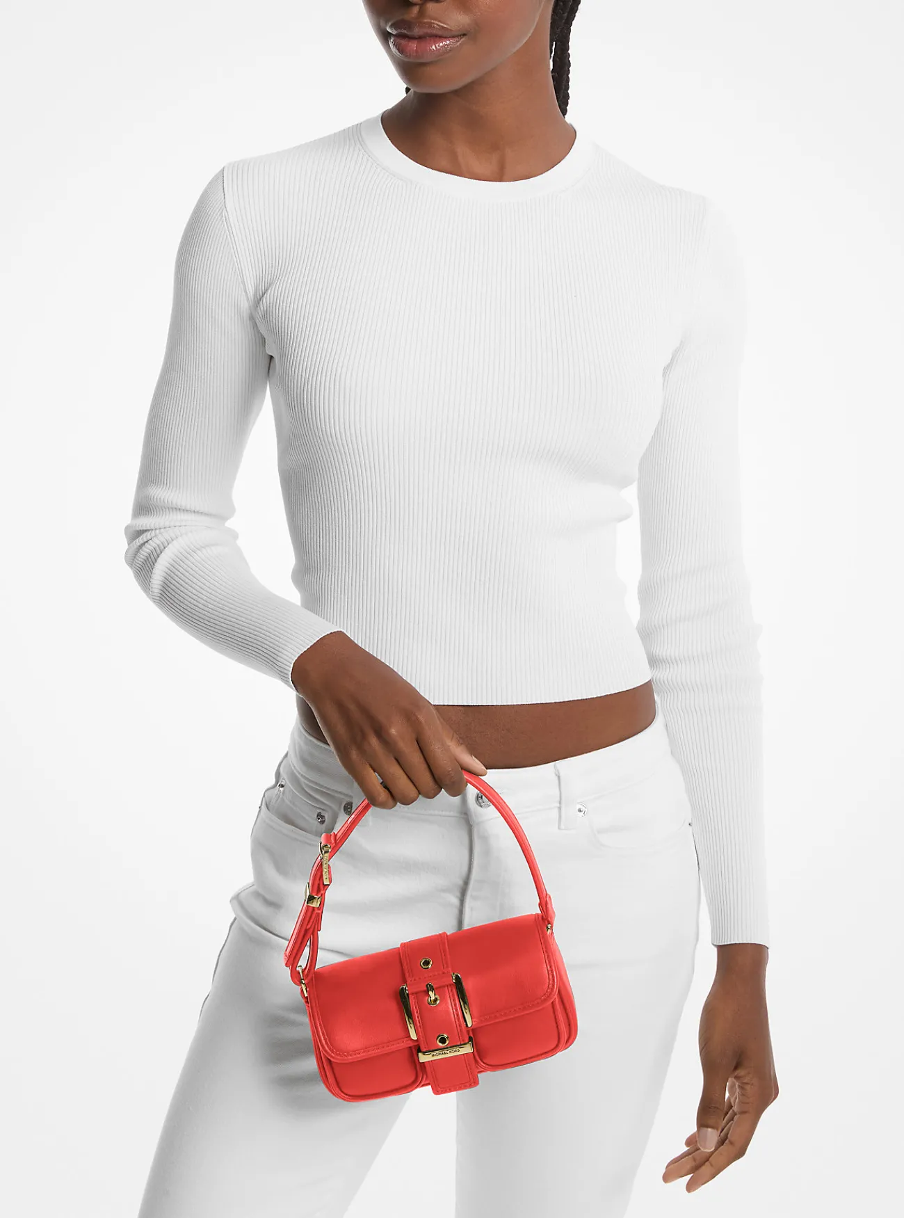 Michael Kors Schoudertas Colby van leer, extra klein GEBRANDSIENNA Online