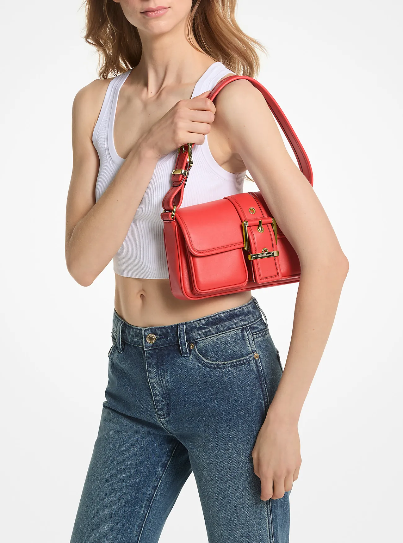 Michael Kors Schoudertas Colby van leer, middelgroot GEBRANDSIENNA Best