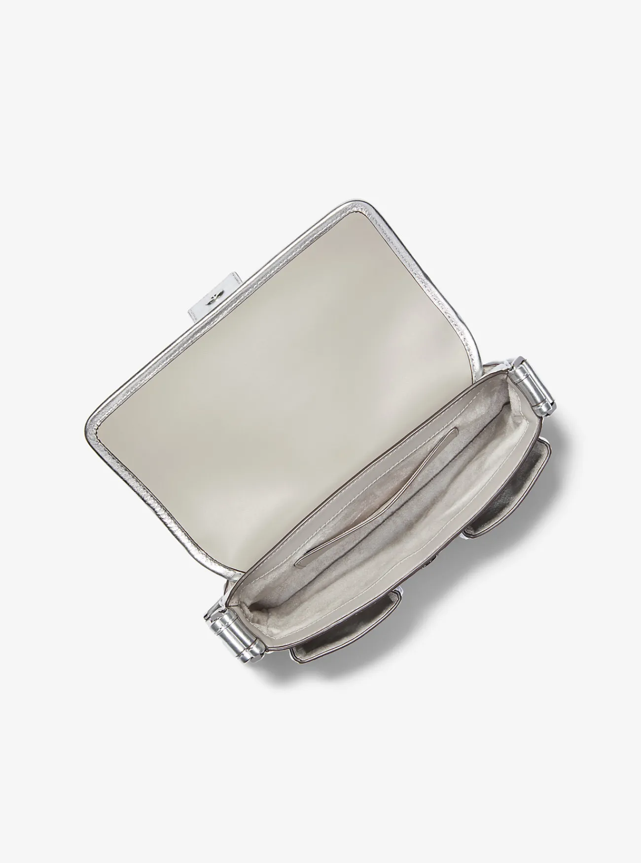 Michael Kors Schoudertas Colby van metallic leer, middelgroot ZILVER Outlet