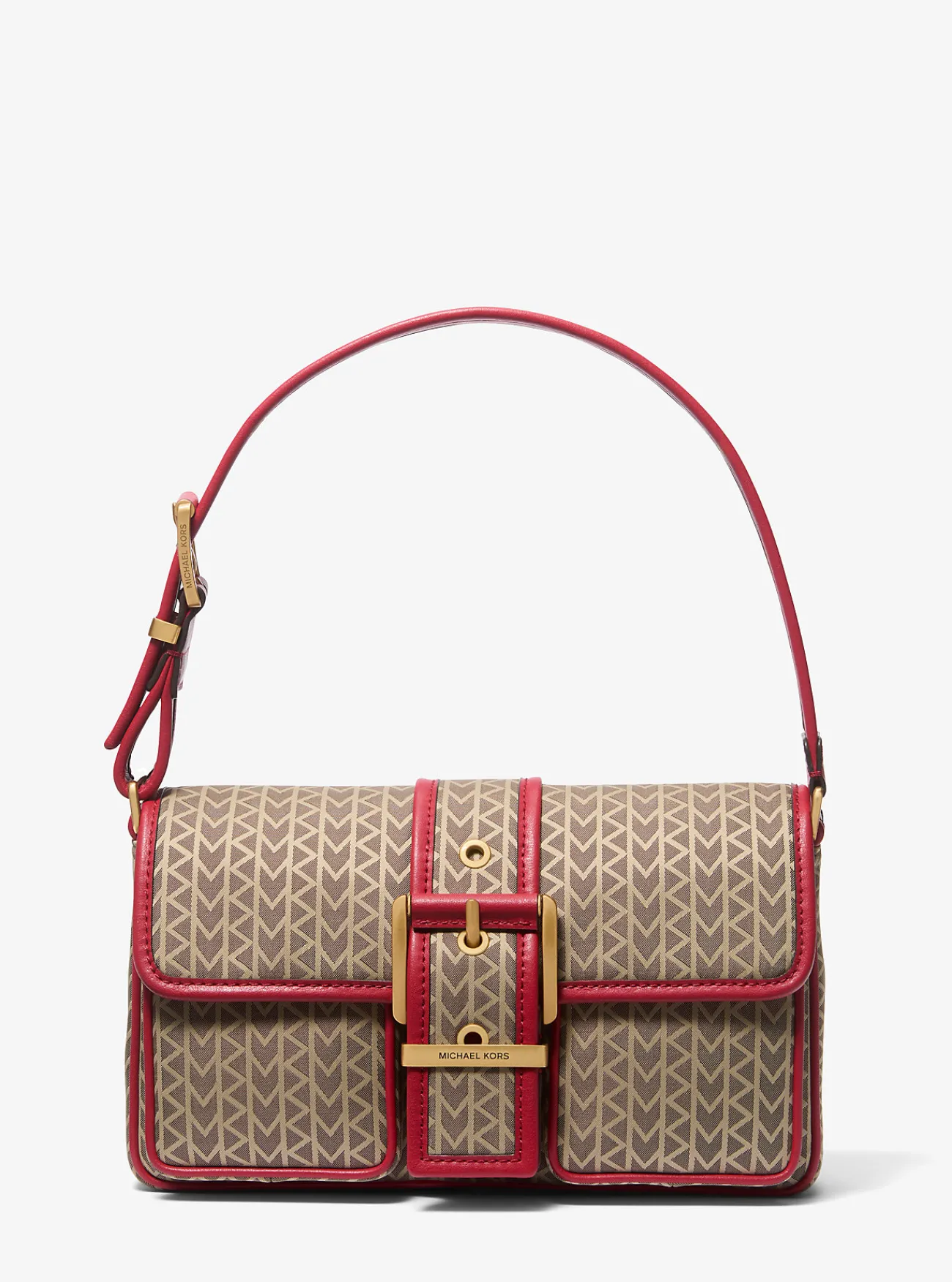 Michael Kors Schoudertas Colby van MK2000-jacquard met logo, middelgroot KARMOZIJNROODMULTI Fashion