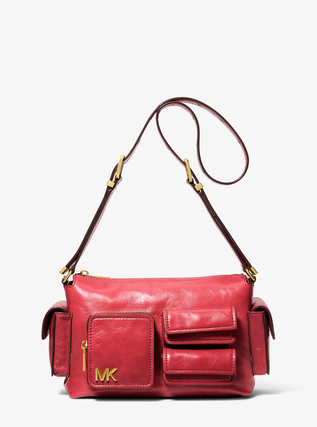 Michael Kors Schoudertas Dakota van leer, middelgroot KARMOZIJNROOD Sale