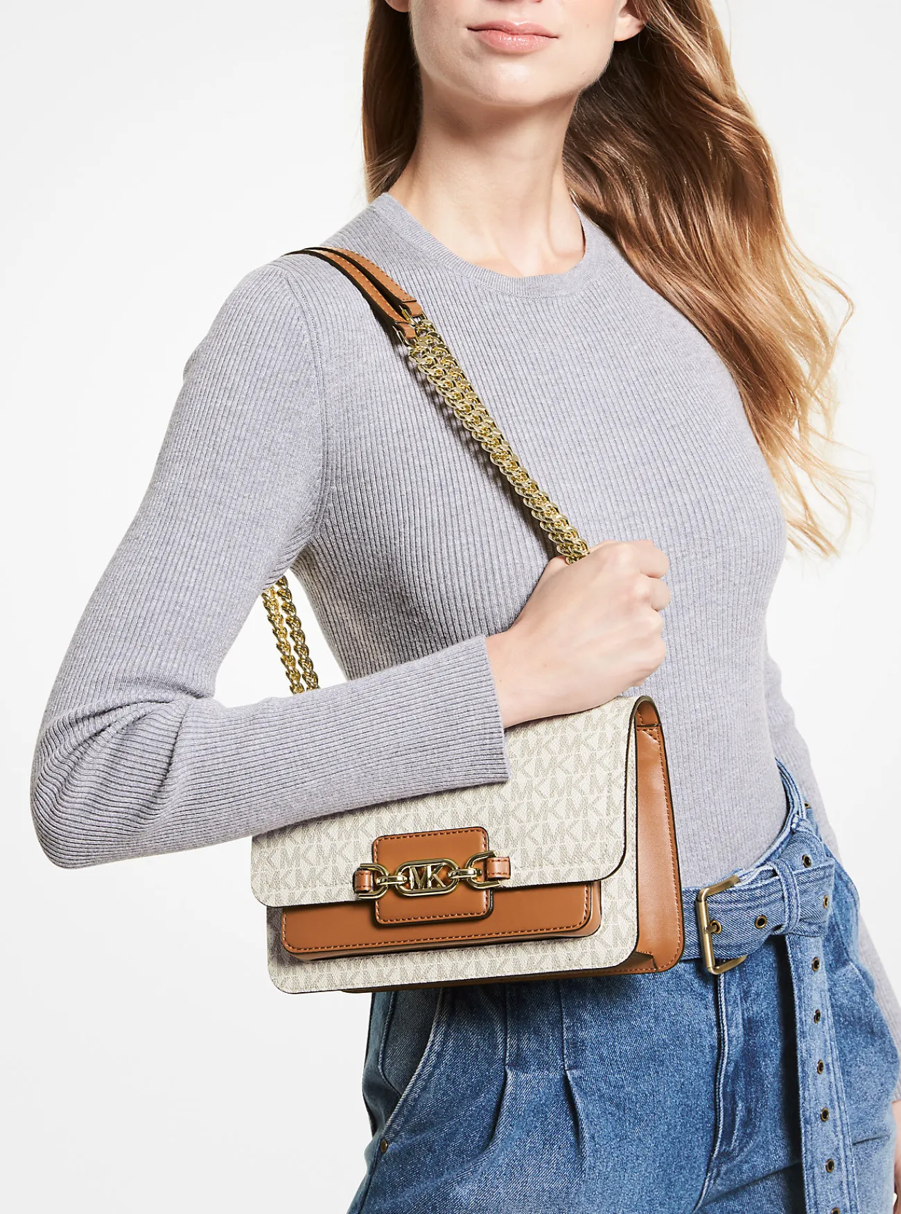 Michael Kors Schoudertas Heather met logo, groot Best