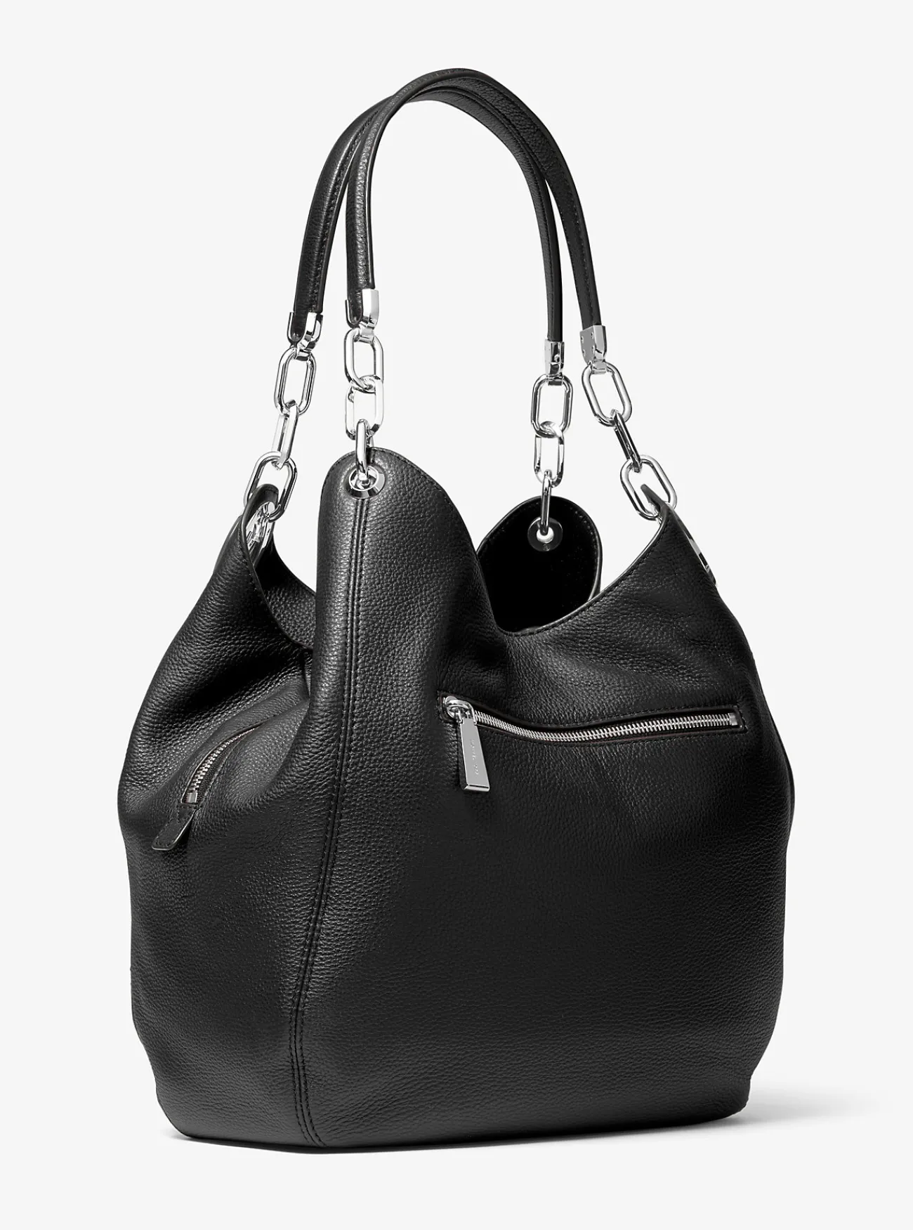 Michael Kors Schoudertas Lillie van getrommeld leer, groot ZWART Best