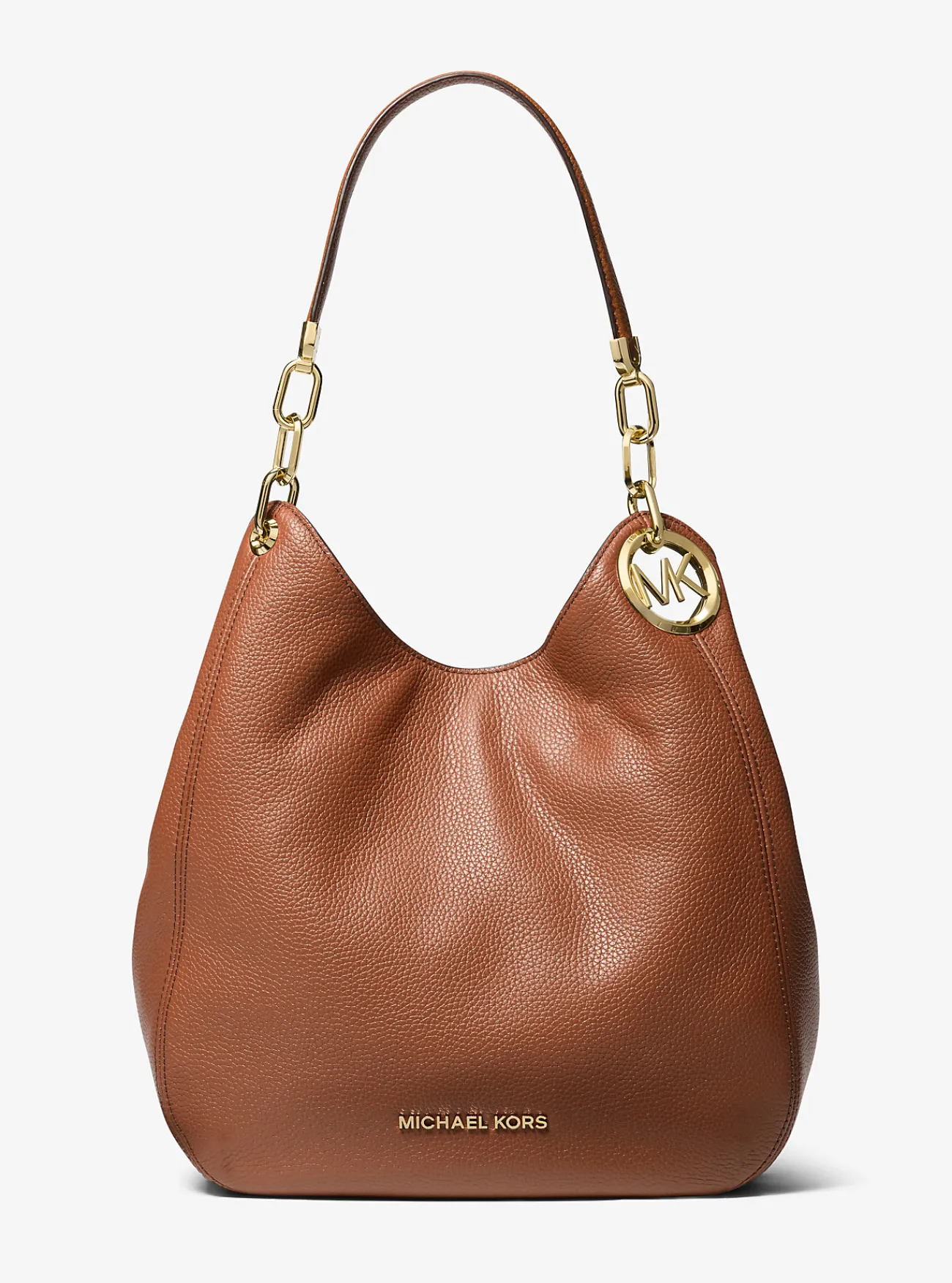 Michael Kors Schoudertas Lillie van getrommeld leer, groot LUGGAGE New