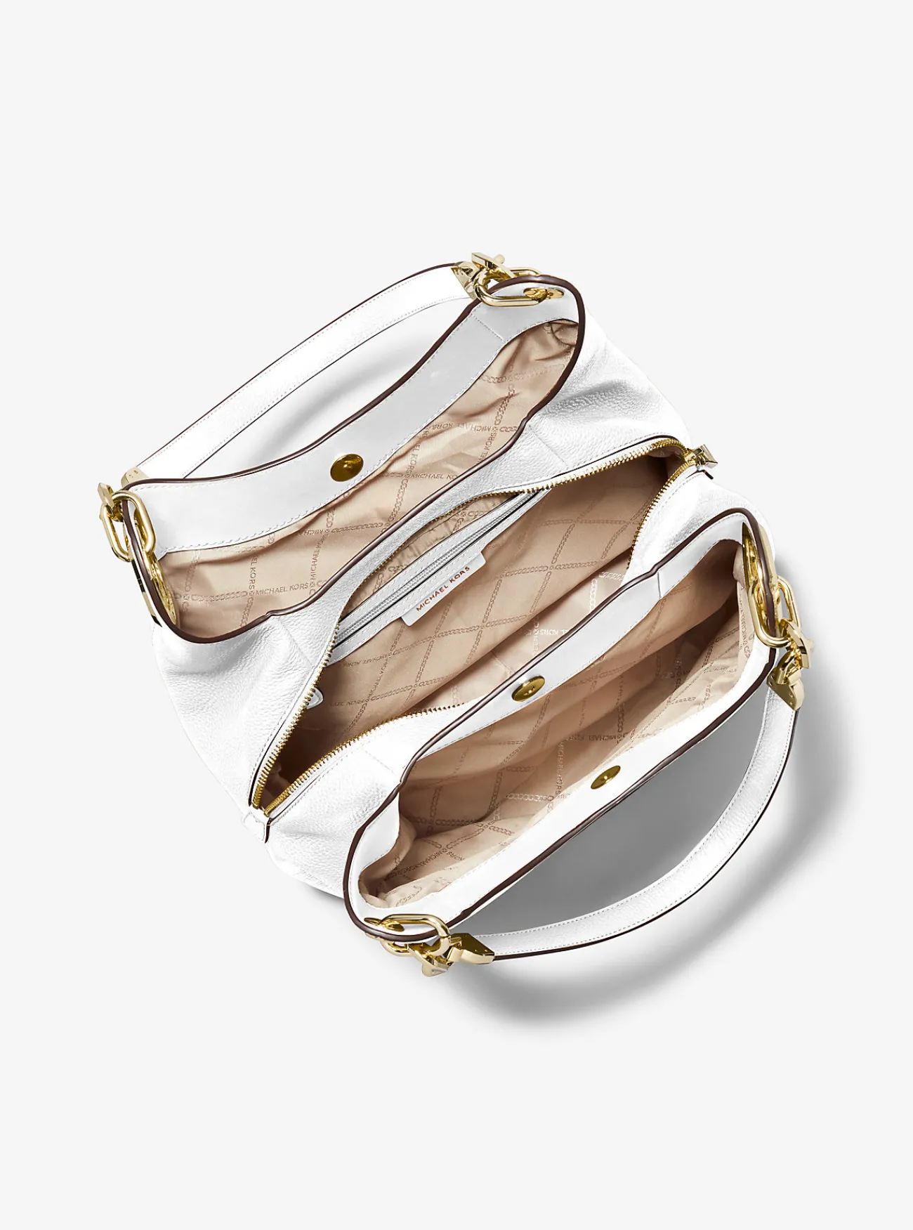 Michael Kors Schoudertas Lillie van getrommeld leer, groot OPTISCHWIT Discount