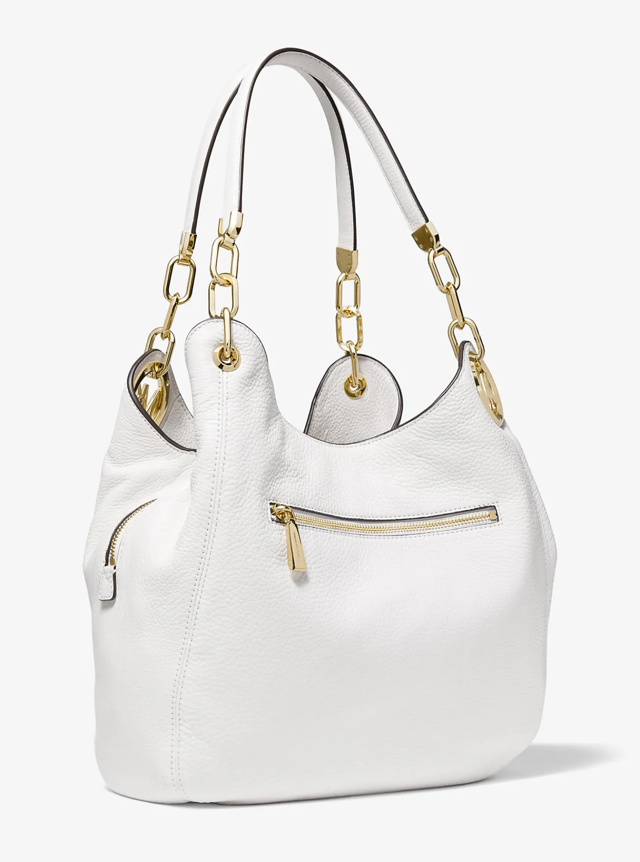 Michael Kors Schoudertas Lillie van getrommeld leer, groot OPTISCHWIT Discount