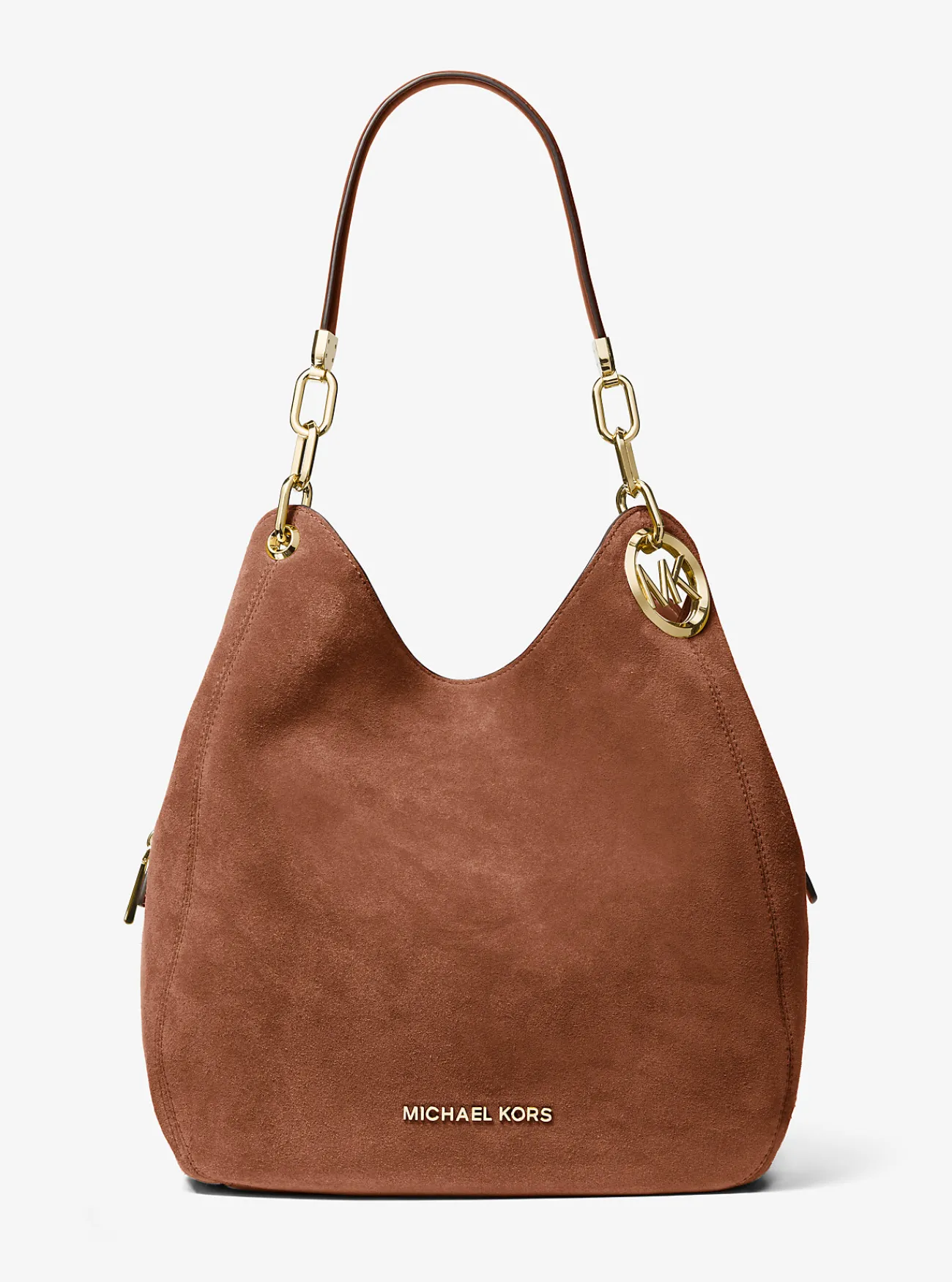 Michael Kors Schoudertas Lillie van su&egrave;de, groot LUGGAGE Discount