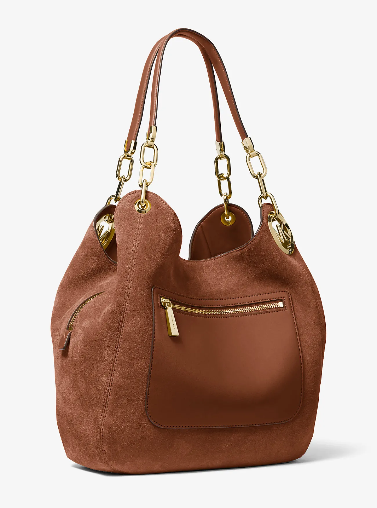 Michael Kors Schoudertas Lillie van suède, groot LUGGAGE Discount