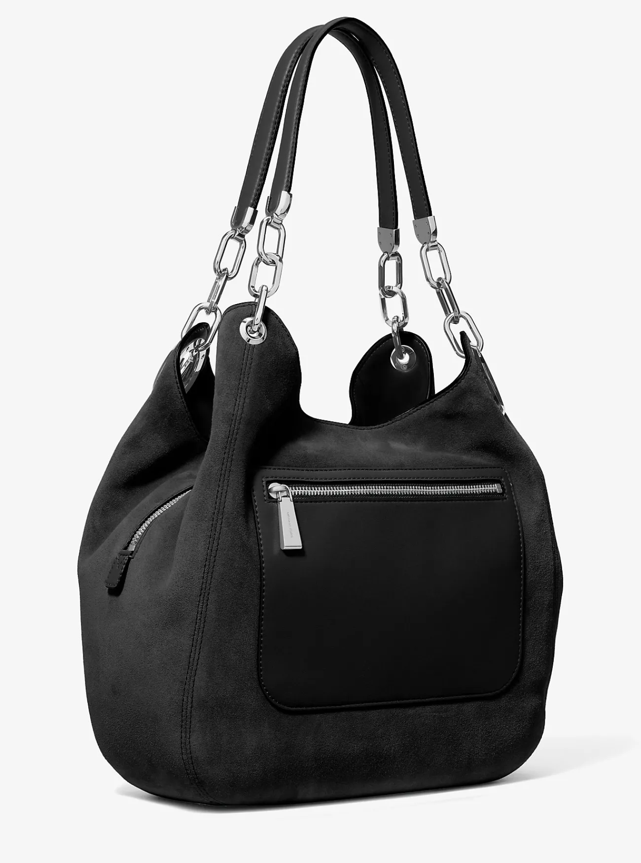 Michael Kors Schoudertas Lillie van suède, groot ZWART New