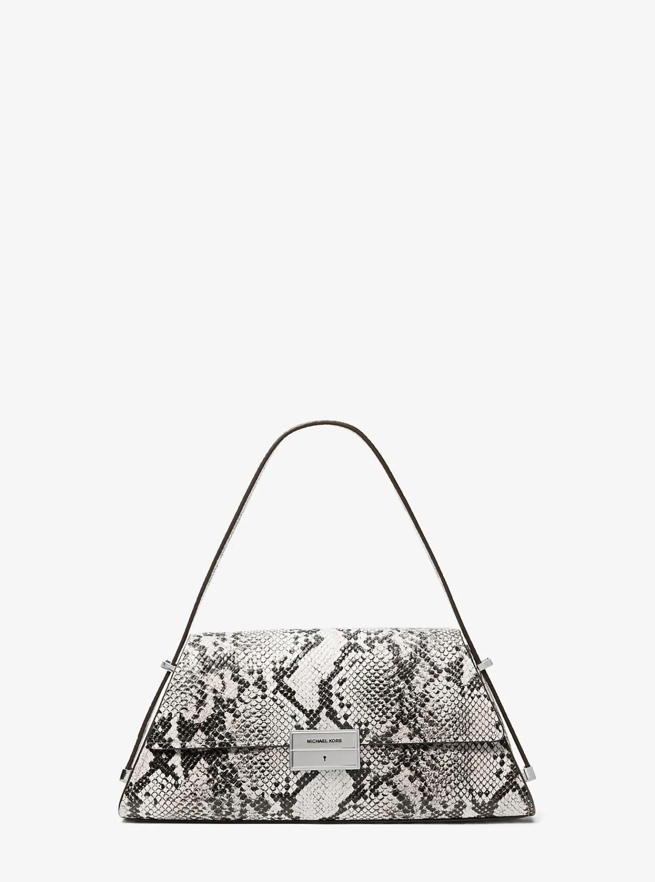 Michael Kors Schoudertas Ludlow van leer met slangenprint in reli&euml;f, middelgroot ALUMINIUM Sale