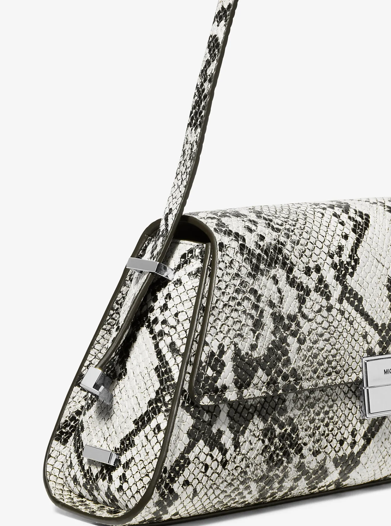Michael Kors Schoudertas Ludlow van leer met slangenprint in reliëf, middelgroot ALUMINIUM Sale