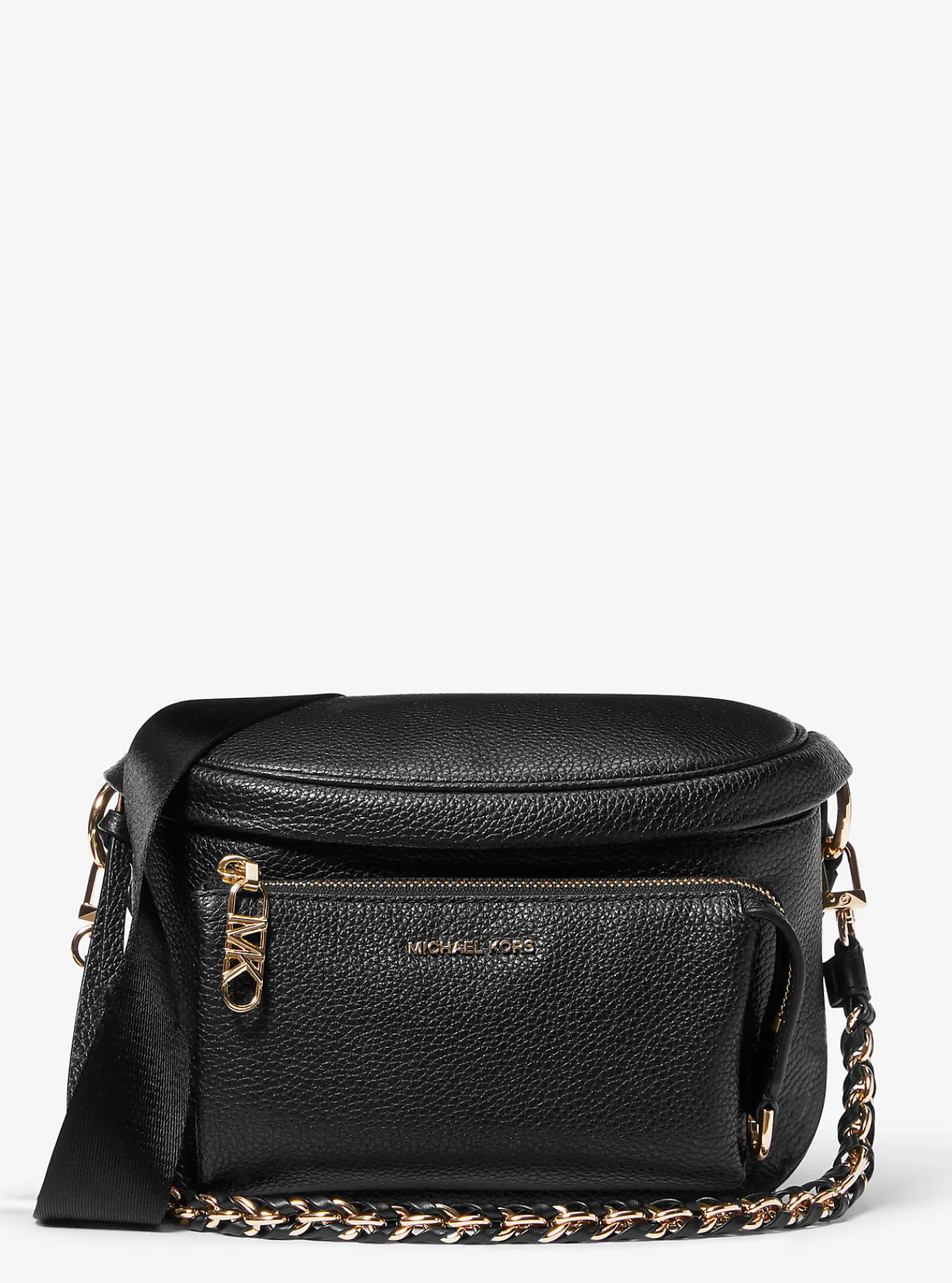 Michael Kors Schoudertas Slater van getrommeld leer, middelgroot ZWART Clearance