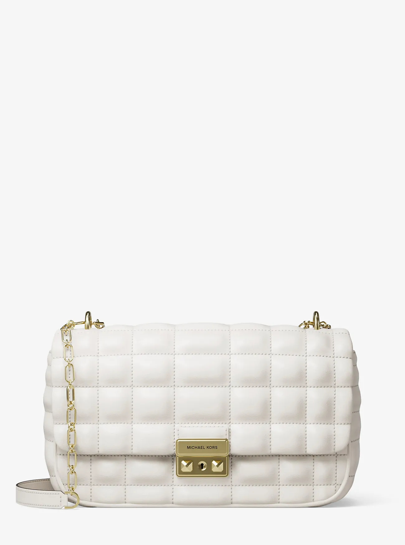 Michael Kors Schoudertas Tribeca van doorgestikt leer, groot LICHTCR&Egrave;ME Outlet