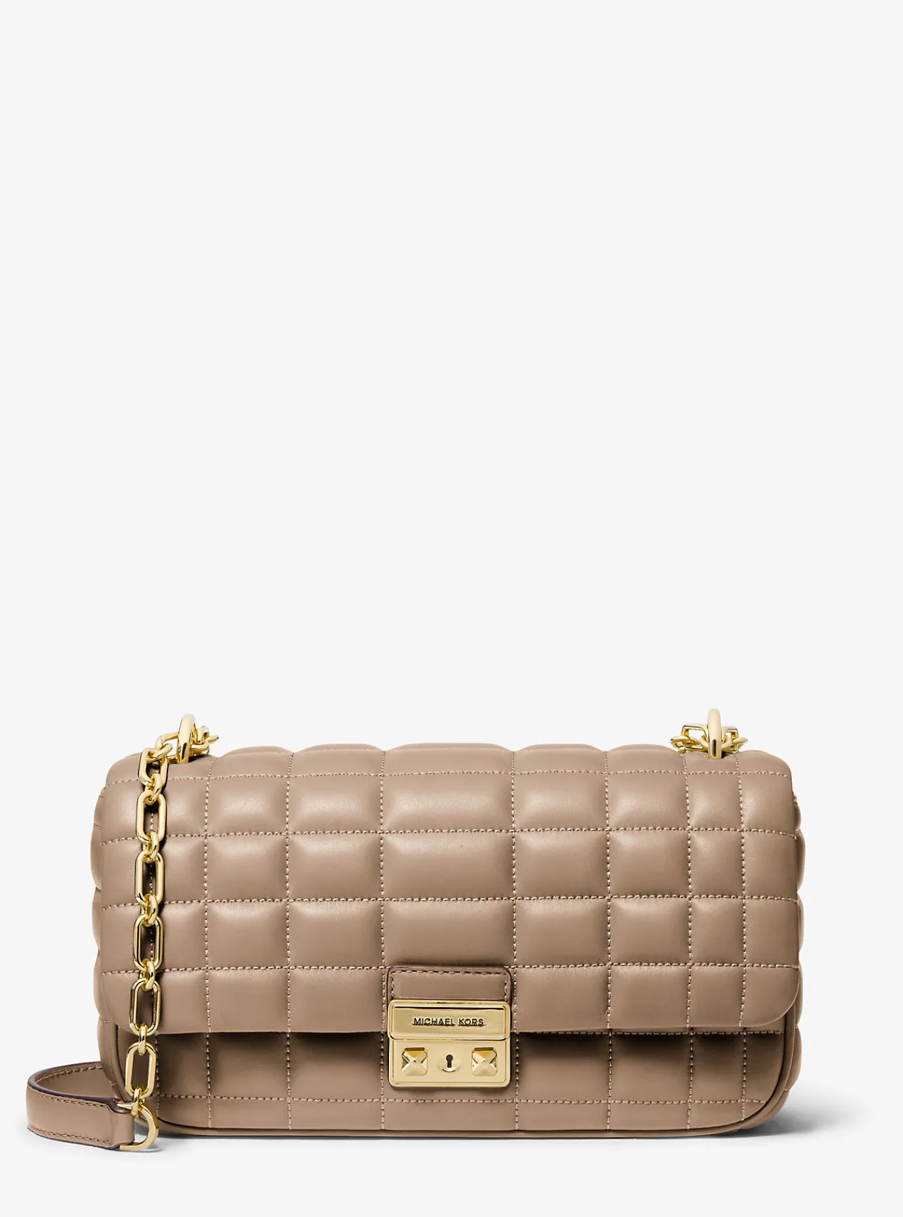 Michael Kors Schoudertas Tribeca van doorgestikt leer, groot BERK New