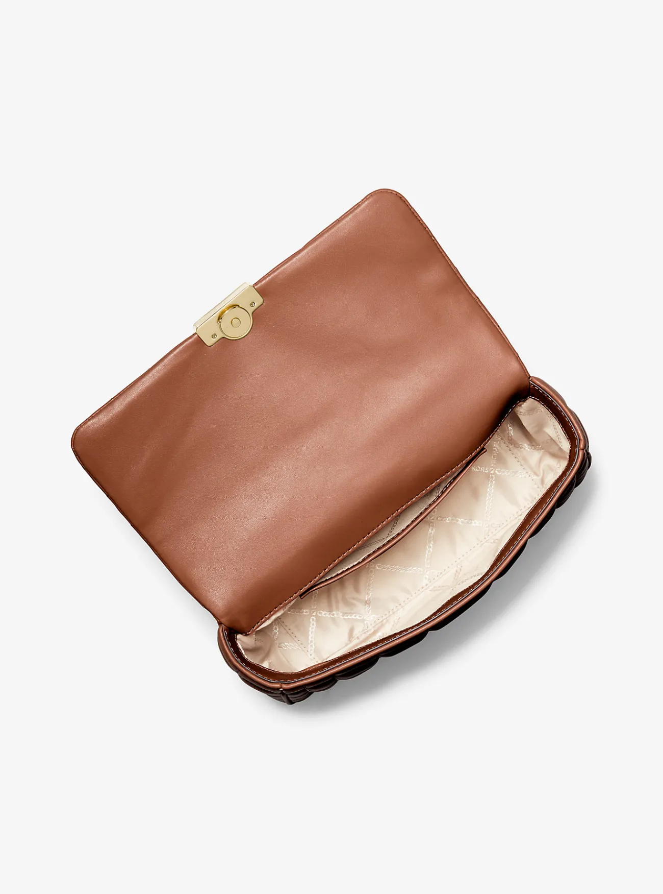 Michael Kors Schoudertas Tribeca van doorgestikt leer, groot LUGGAGE Discount