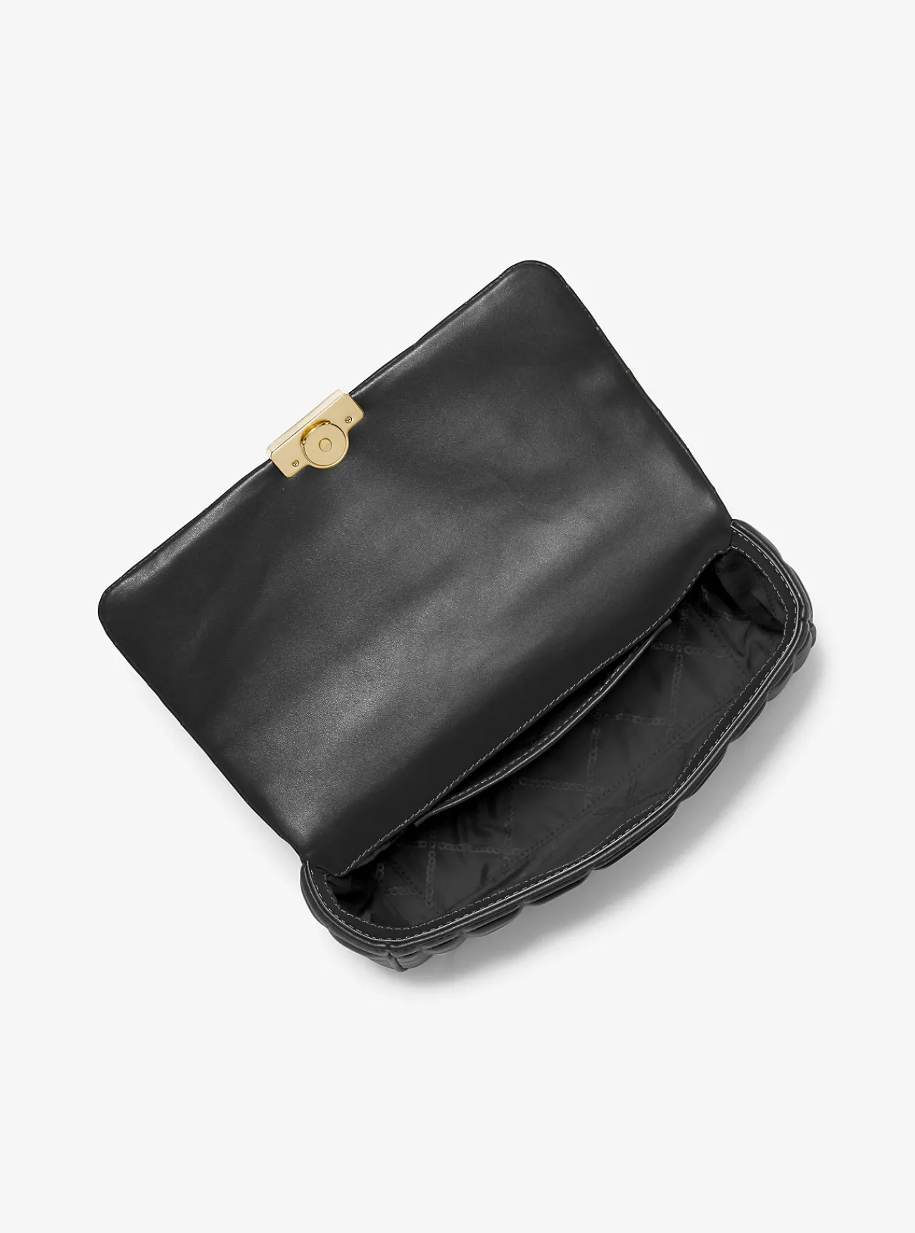 Michael Kors Schoudertas Tribeca van doorgestikt leer, groot ZWART Outlet