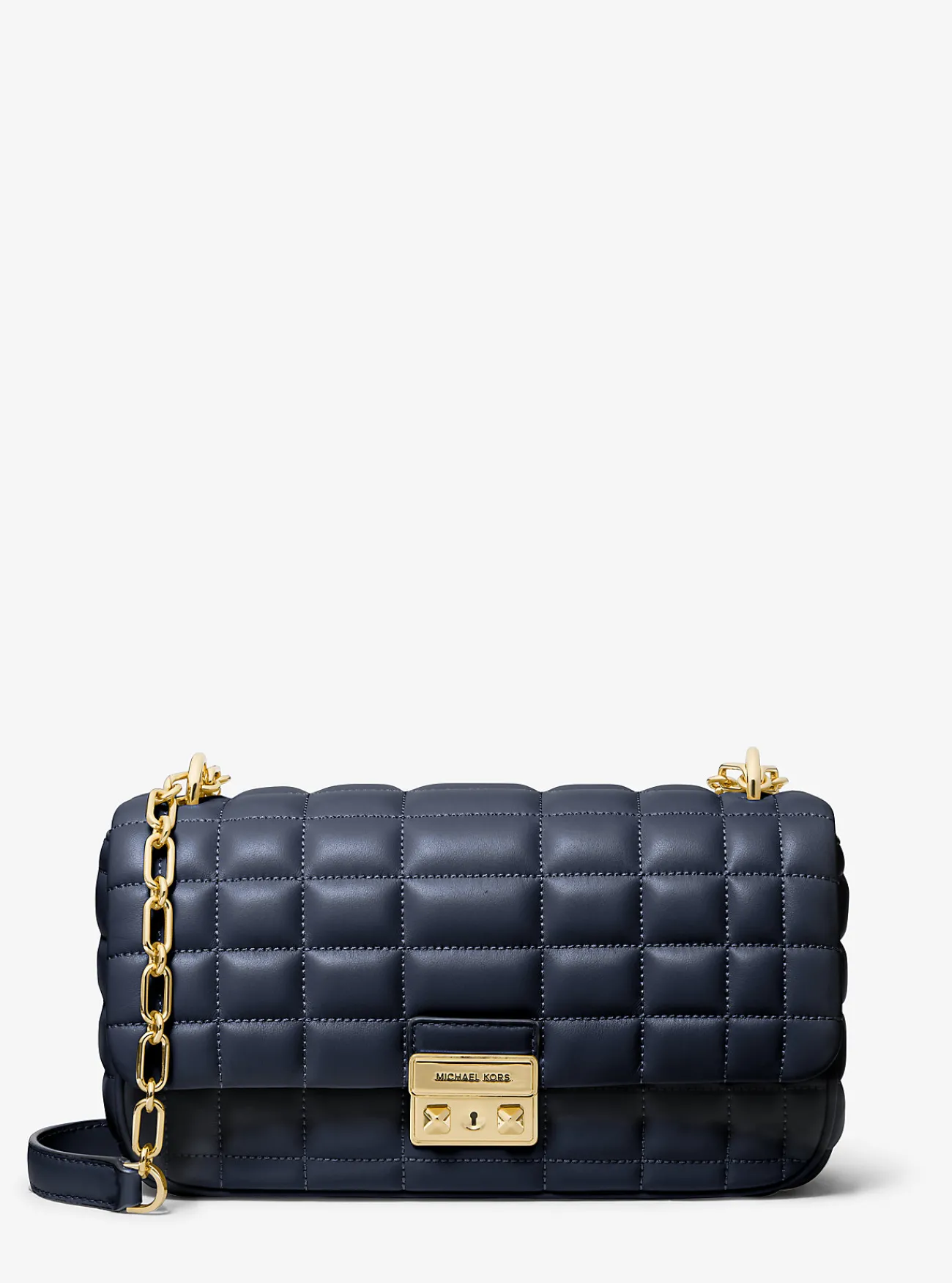 Michael Kors Schoudertas Tribeca van doorgestikt leer, groot MARINEBLAUW Online