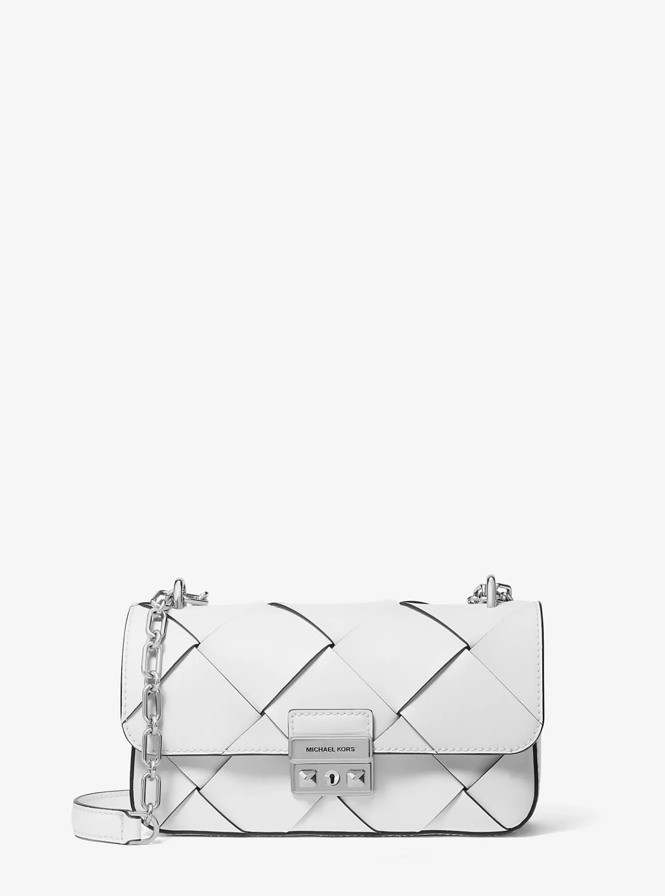 Michael Kors Schoudertas Tribeca van geweven leer, klein OPTISCHWIT Sale